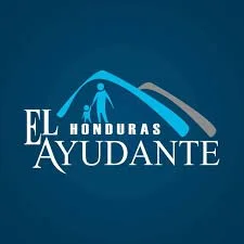 Logo for El Hondureño Ayudante with a stylized figure and arching lines above, on a blue background.