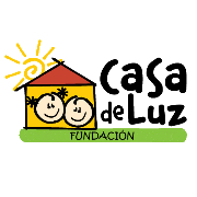 Logo with a house emitting light, two smiling children’s faces beneath, and text 'Casa de Luz Fundación'