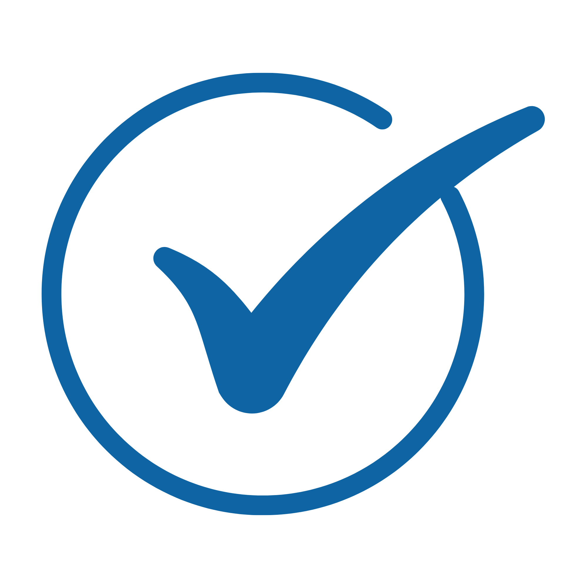 A round blue icon with a white checkmark inside, signifying approval or verification.