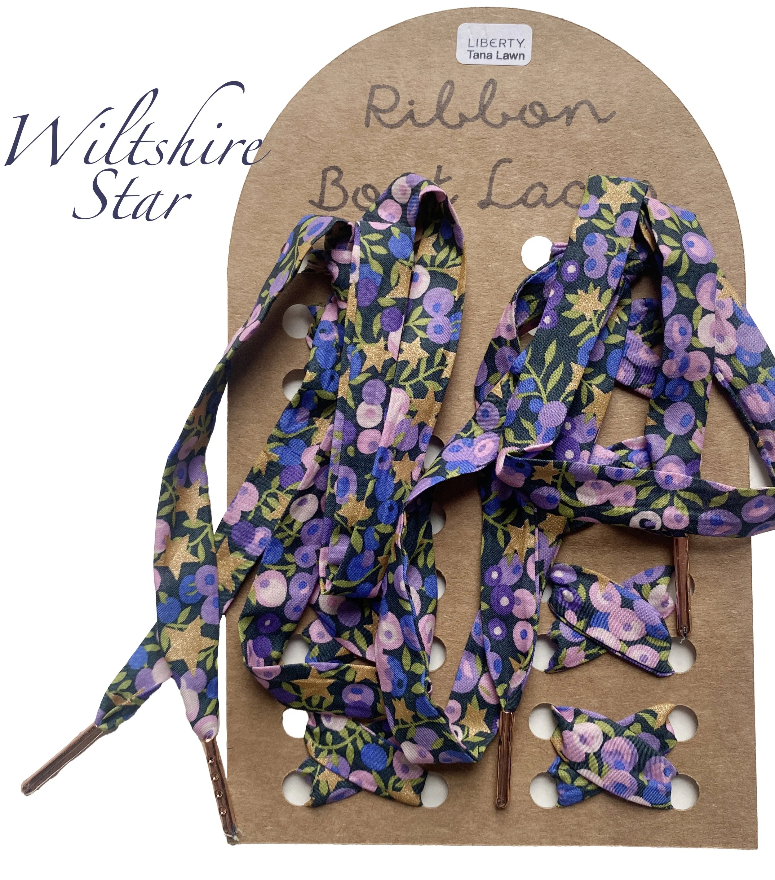 Liberty London Print Ribbon Bootlaces Wiltshire Star for Dr Martens, Vans, Converse