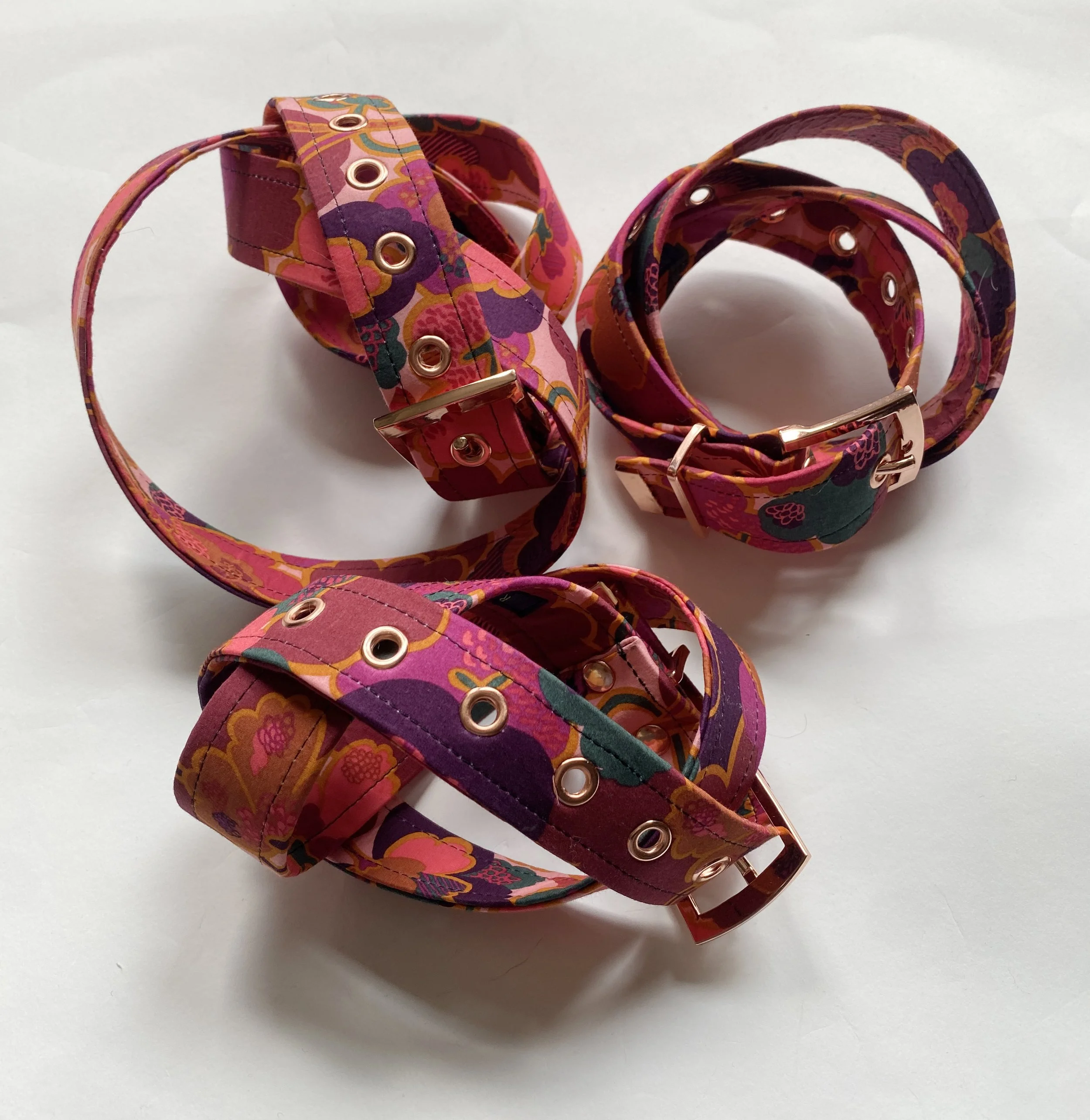 Liberty Print Cotton Buckram Vegan Buckle  Belt in Prospect Flower