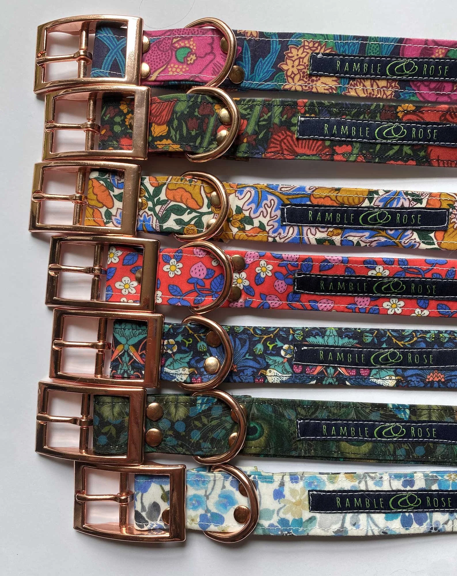 Liberty Print Cotton Waxed Dog Collar SMALL 13 - 17 Inches