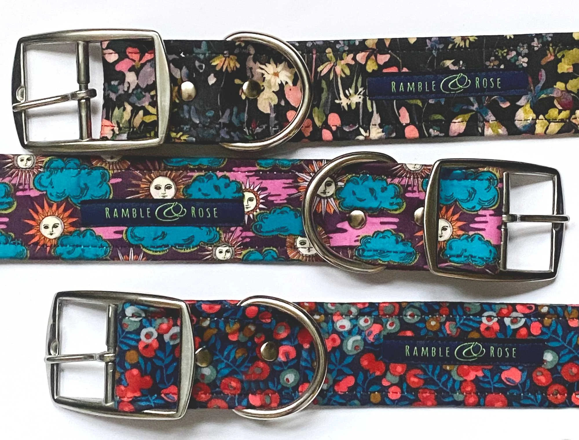 Liberty Print Cotton Waxed Dog Collar LARGE 21 - 25 inches
