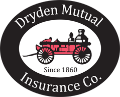 Dryden Mutual Insurance Co. logo featuring a vintage fire truck and the text 'Since 1860'
