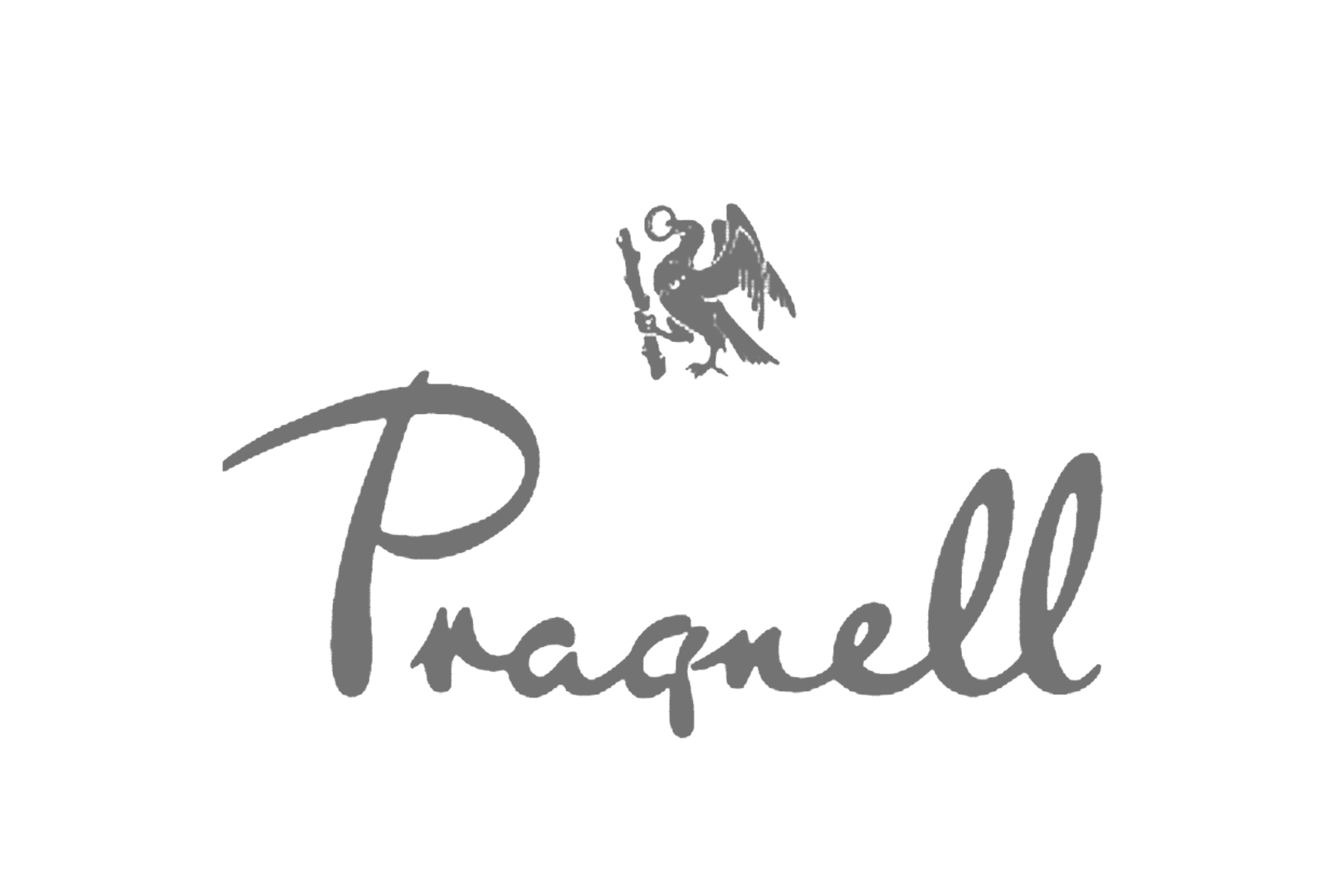 Gray logo with a stylized eagle above the word 'Pragell' in cursive font.