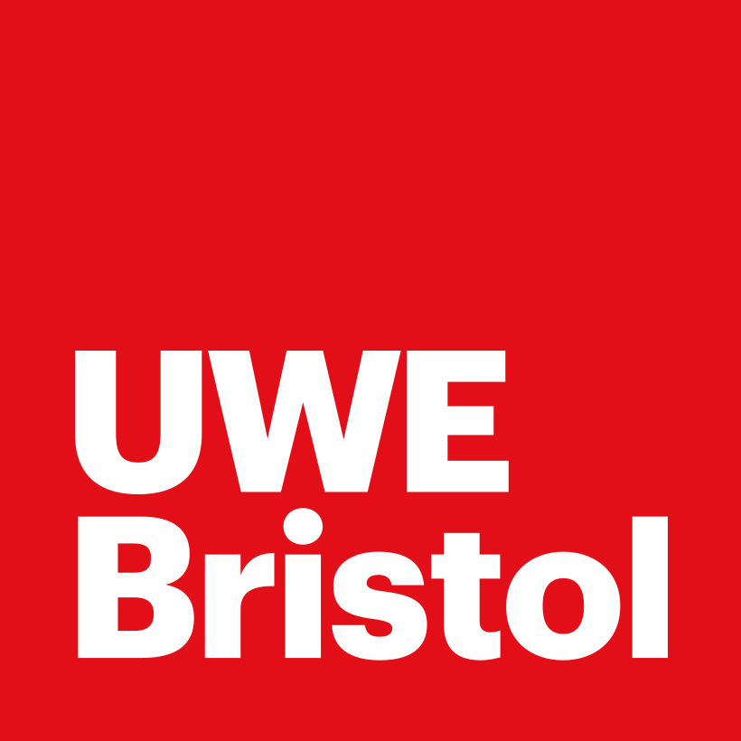 Red background with white text reading 'UWE Bristol'.