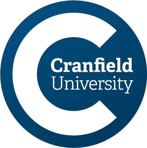Cranfield University logo on a dark blue background.