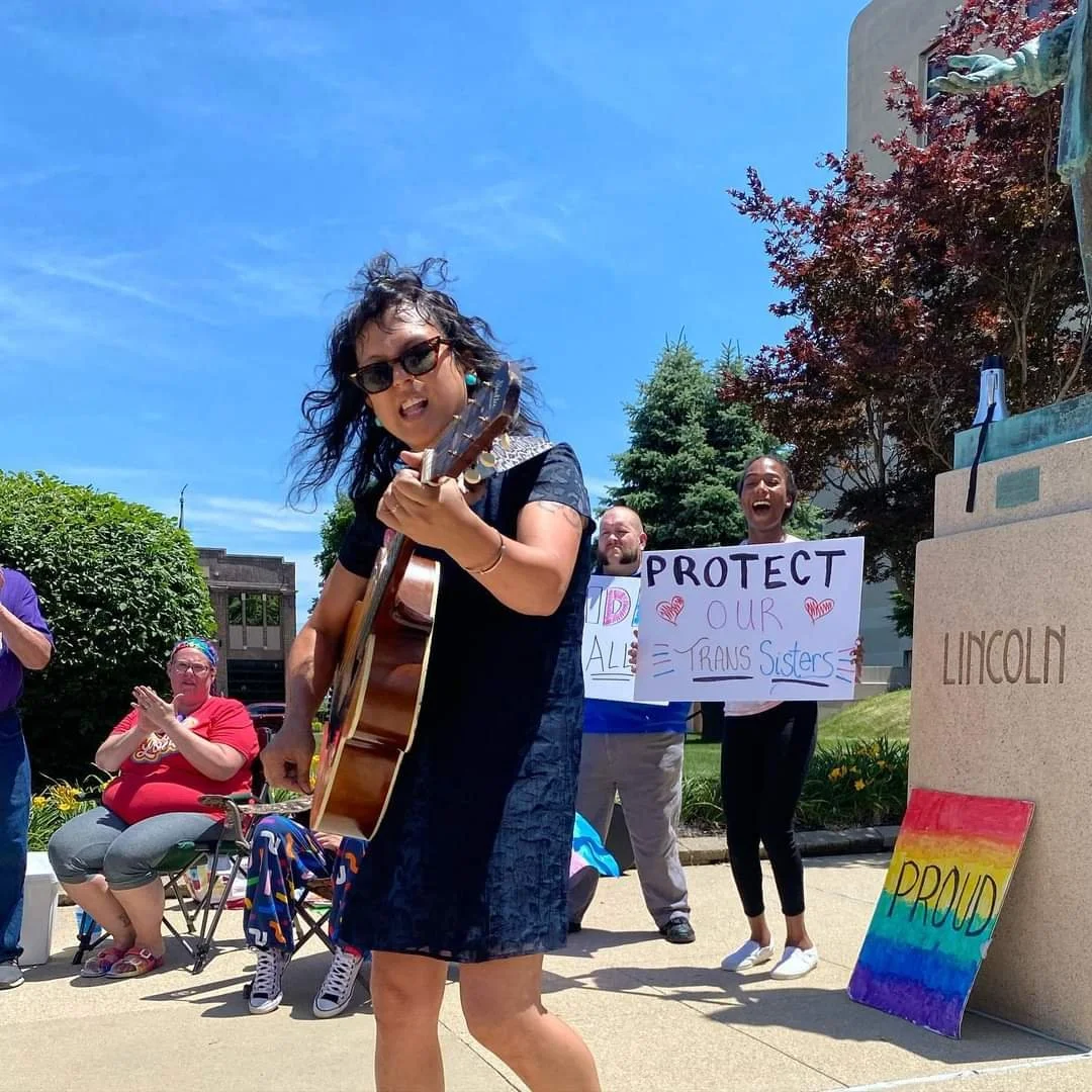 Protest on Decatur Courthouse steps, 2022. Photo by August