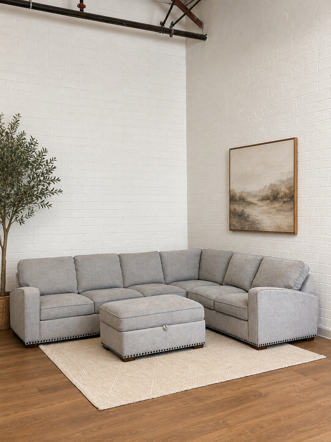Thomasville Emilee Fabric 2 Piece Sectional With Matching Ottoman
