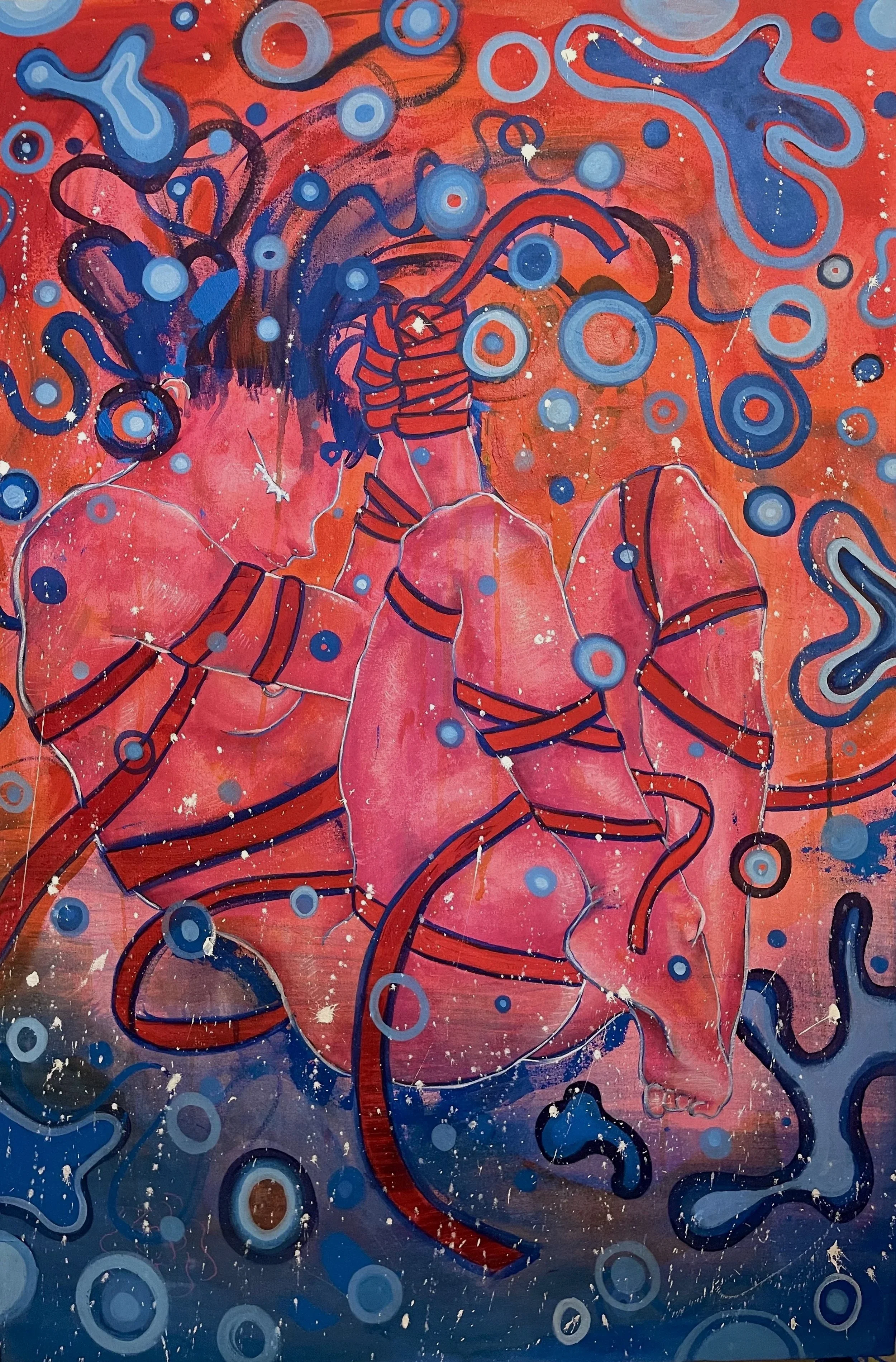 FLOATING Acrylic on Canvas, 30 x 45 1/2", 2023.