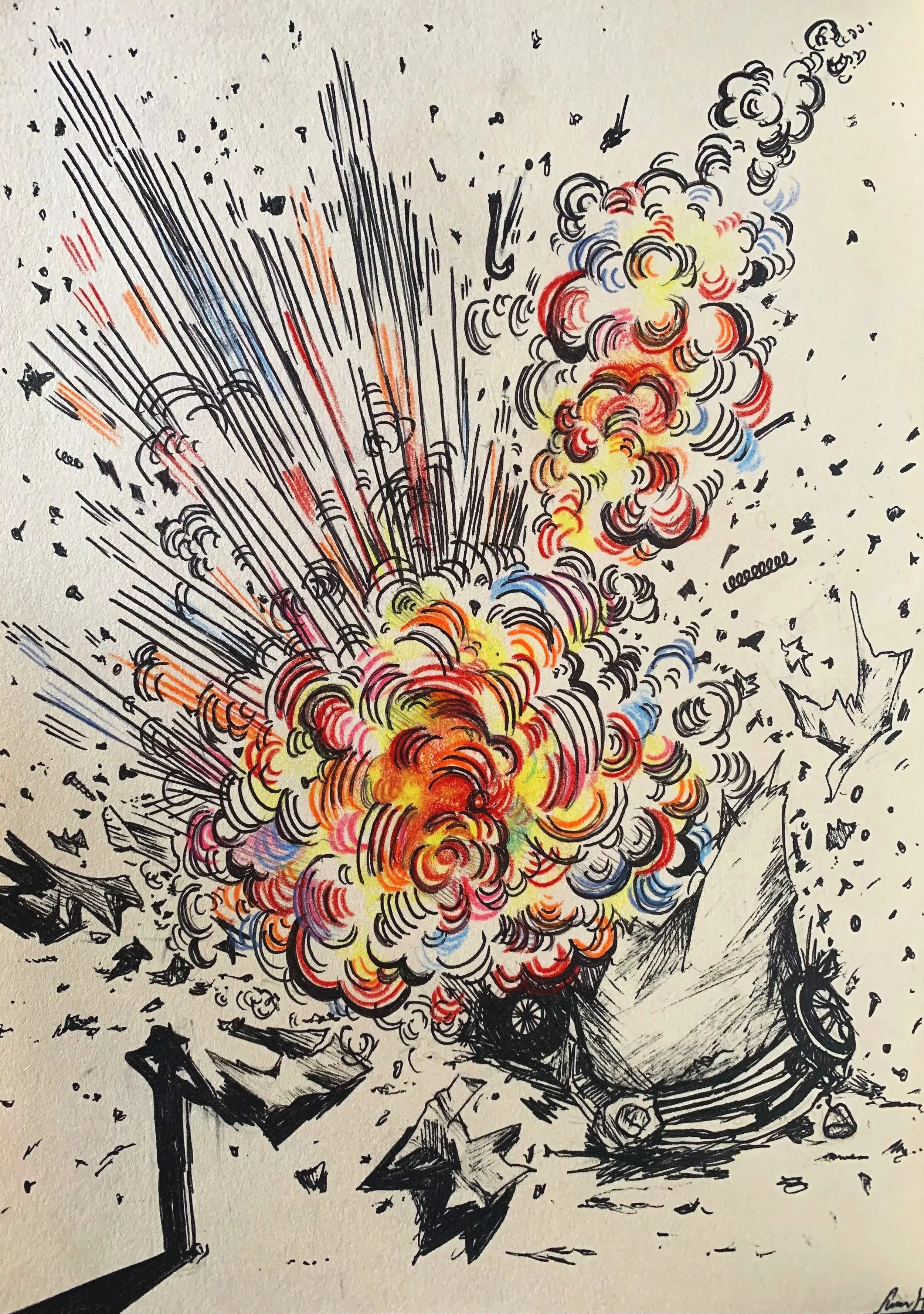 UH OH Color Pencil and Ink, 8 1/4 x 11 1/2", 2022.