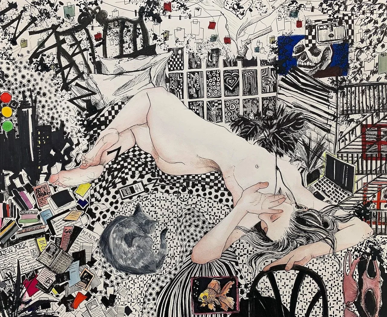 DAY DREAM Ink and Watercolor on Paper, 16 x 20", 2021.