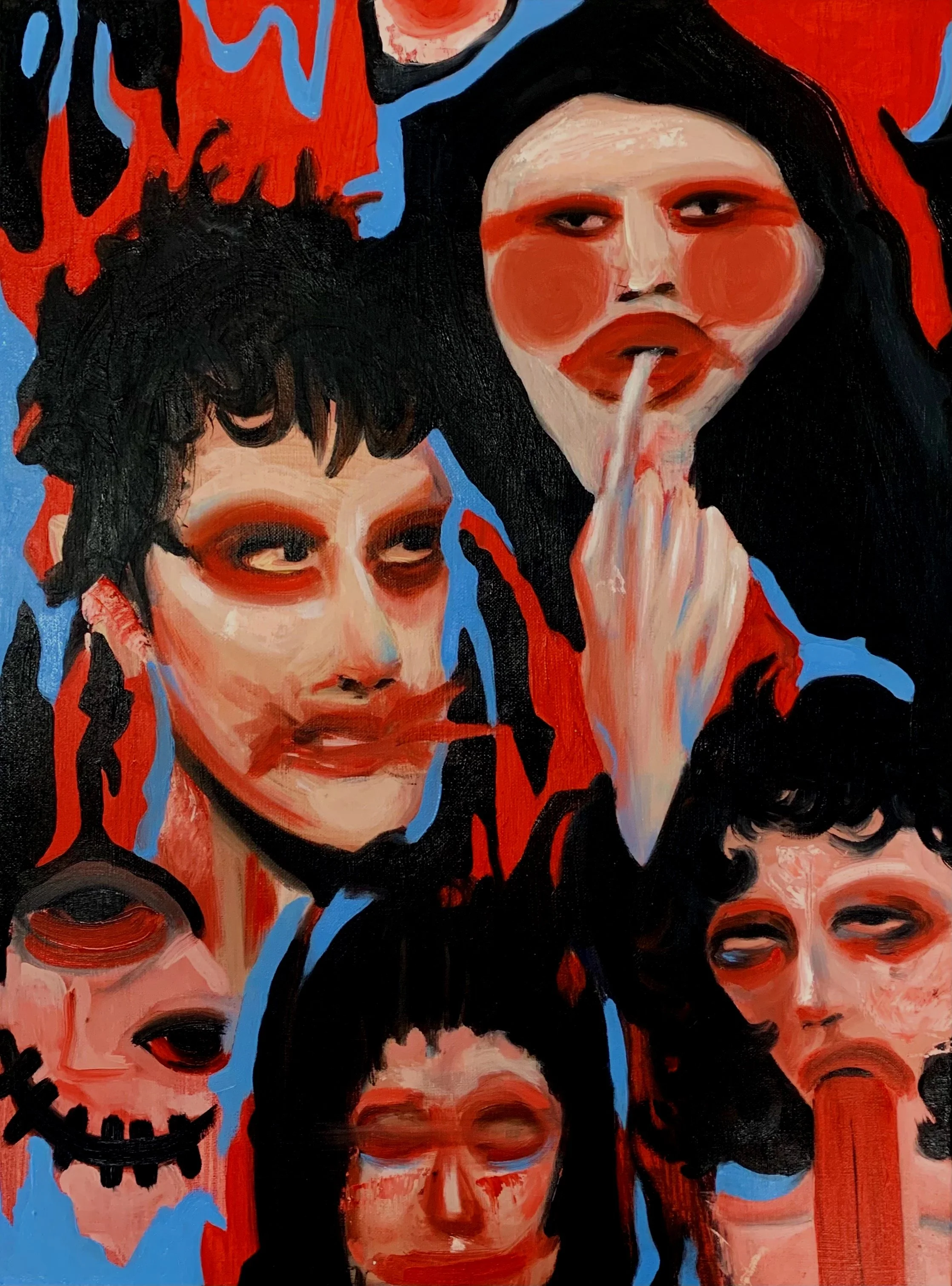 DISTURBED FACES Oil on Canvas, 18 x 24", 2021.