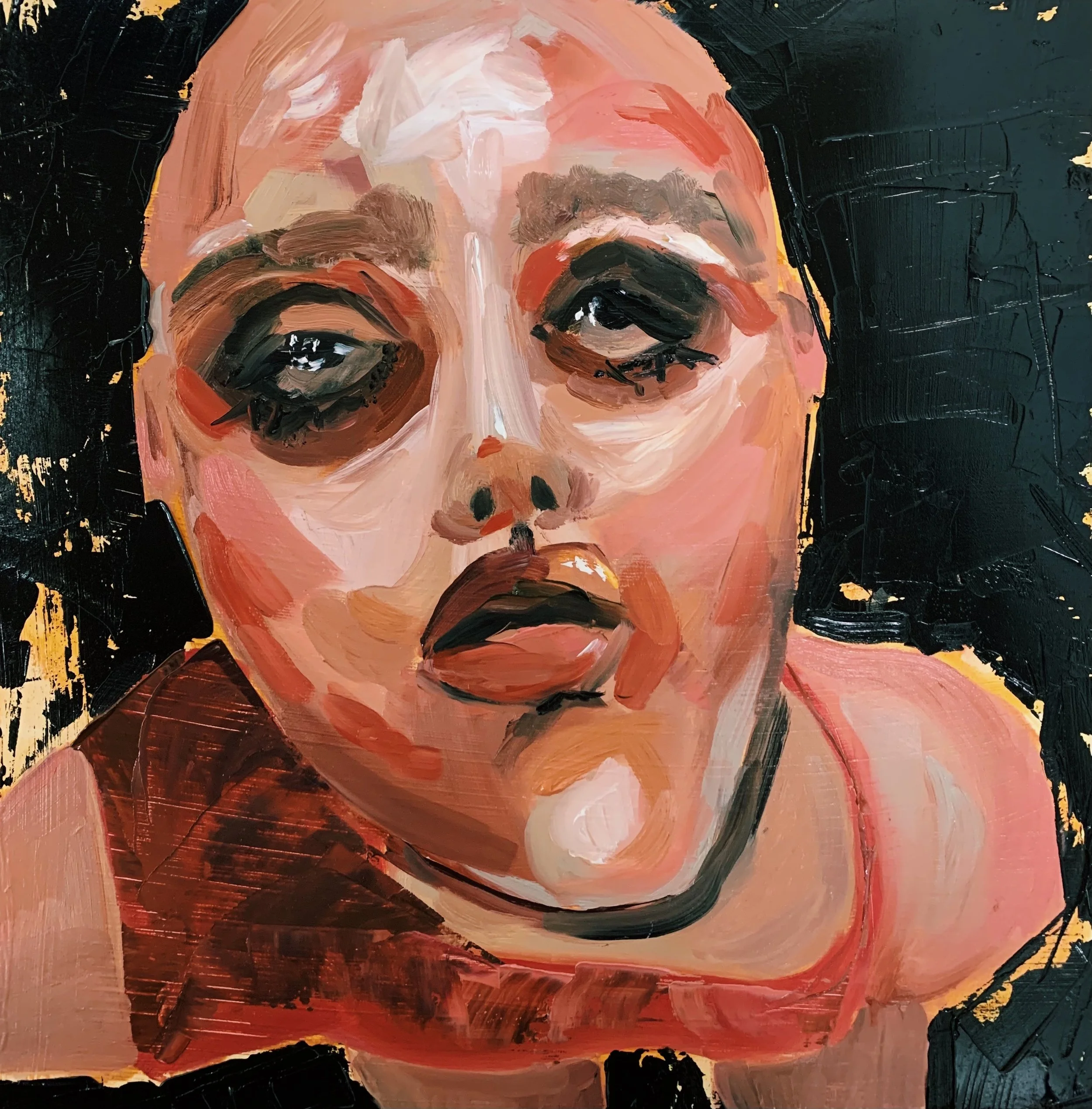 GAZER Oil on Wood, 12 x 12", 2021.
