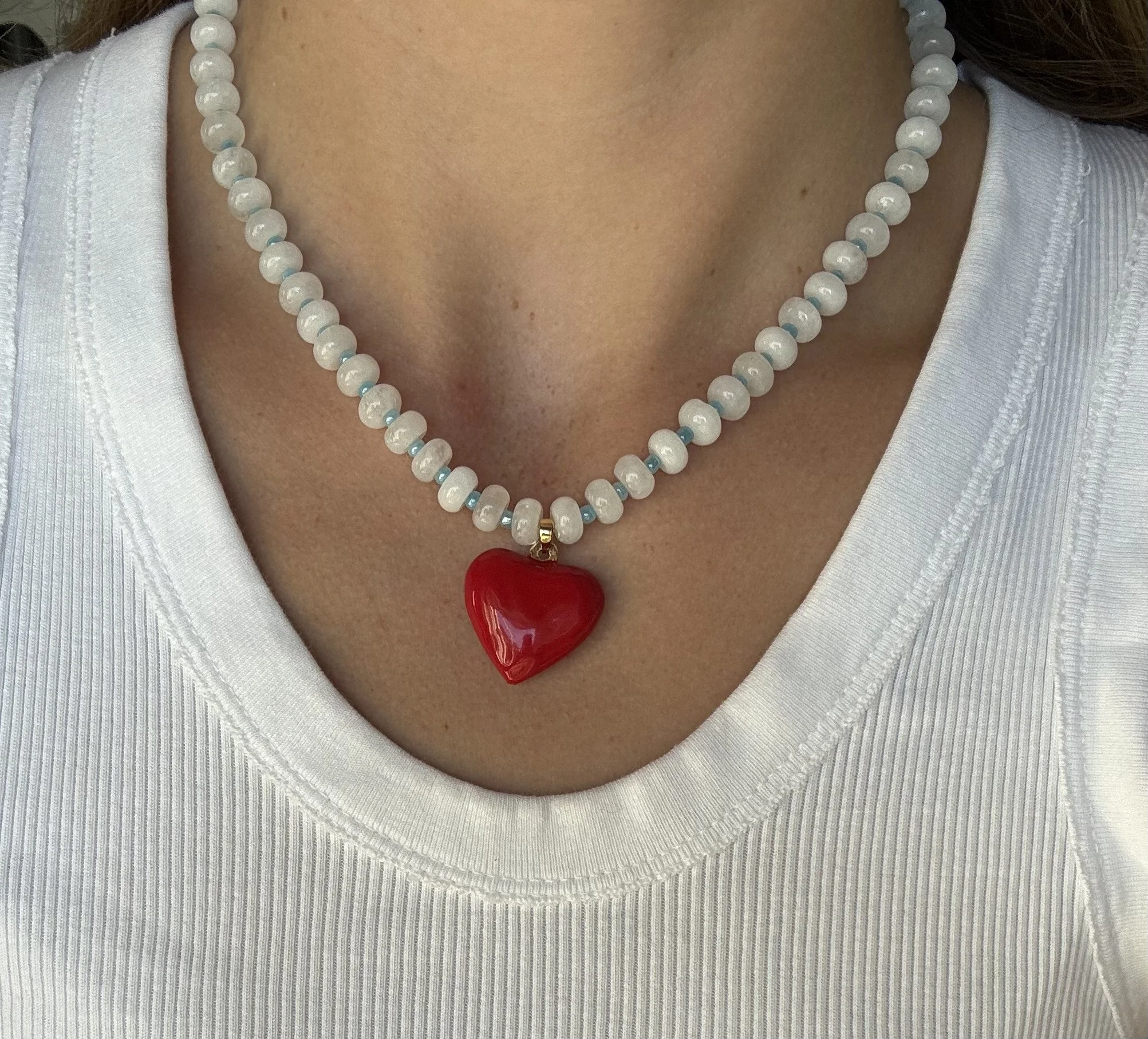 Red Puff Heart Necklace