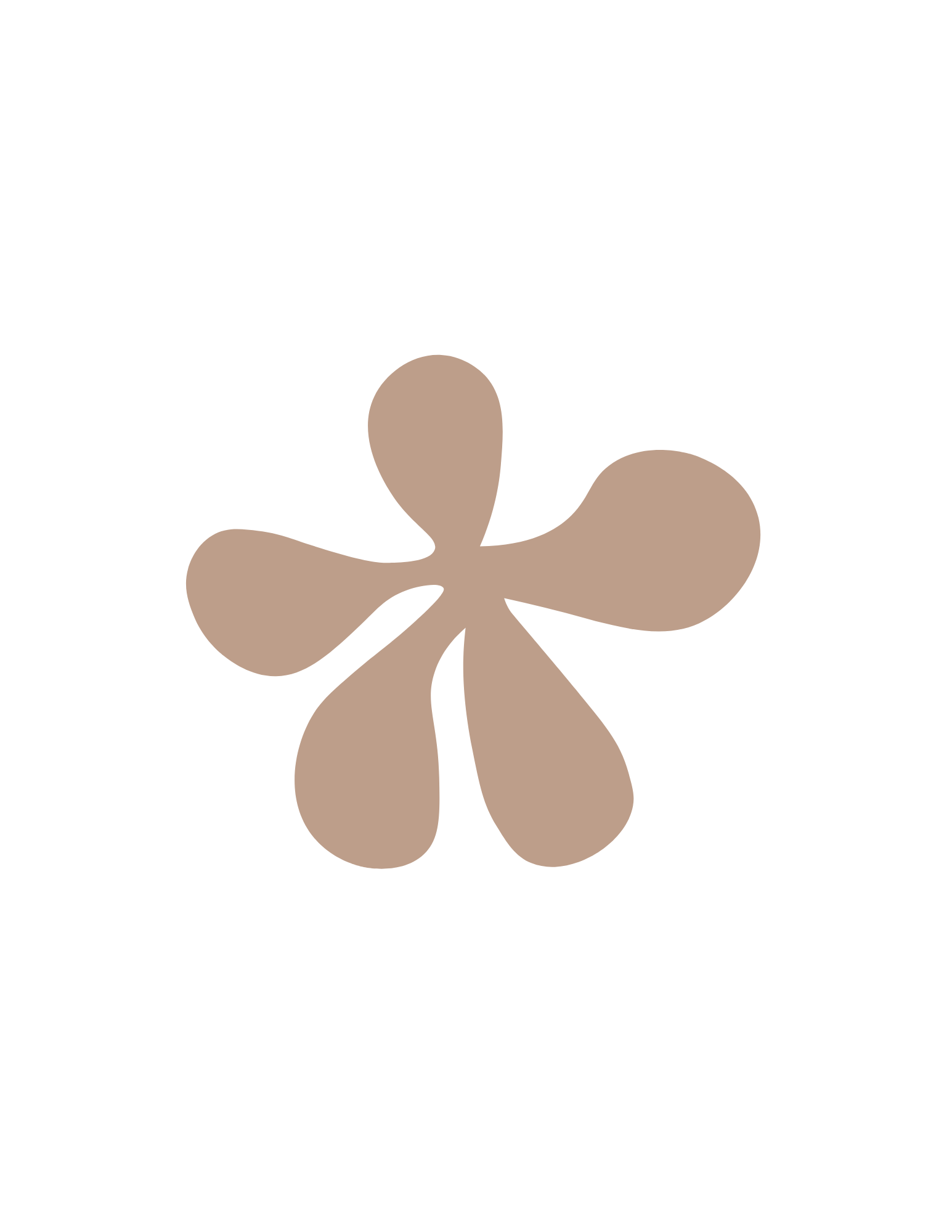 A beige-colored four-leaf clover illustration on a black background.