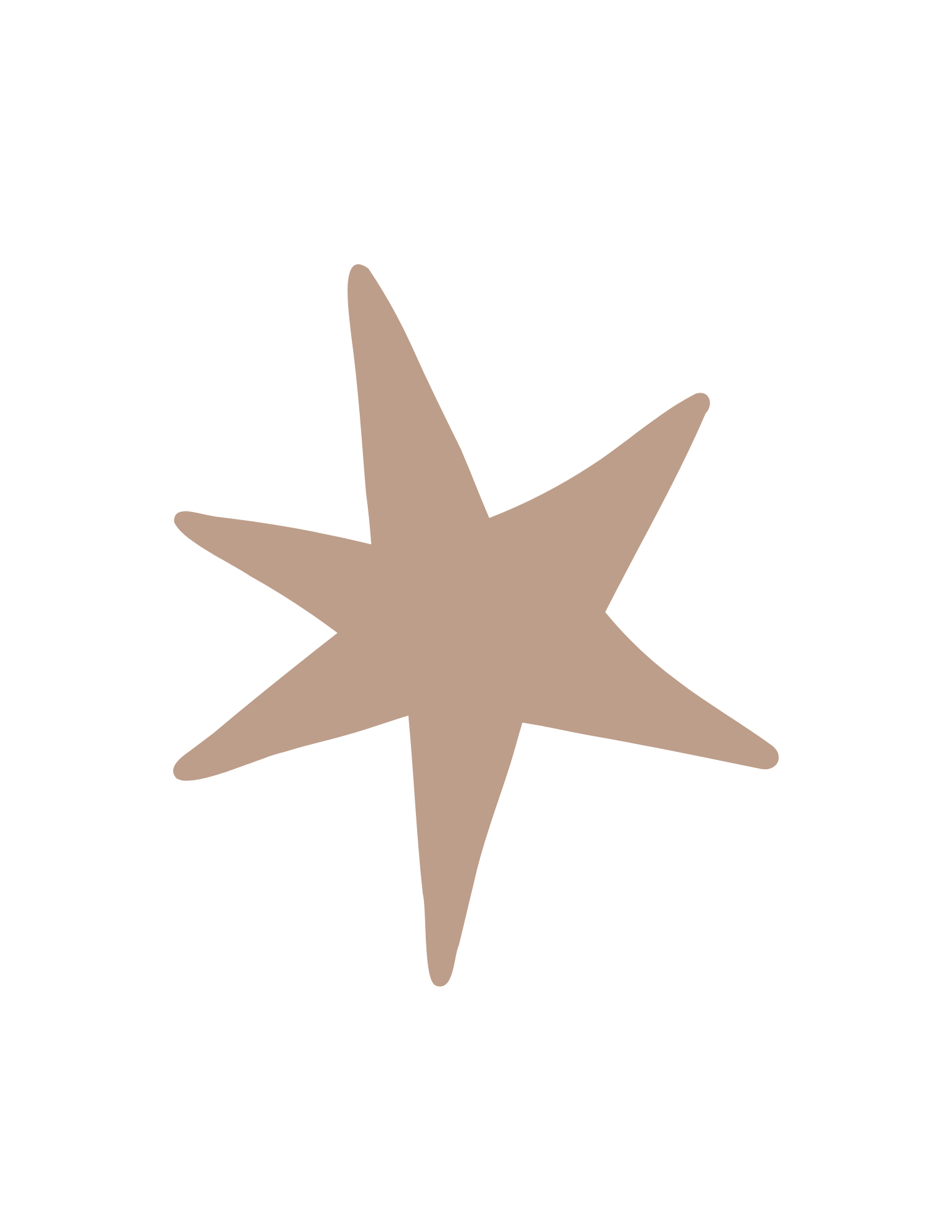 A beige starfish with five arms against a black background.