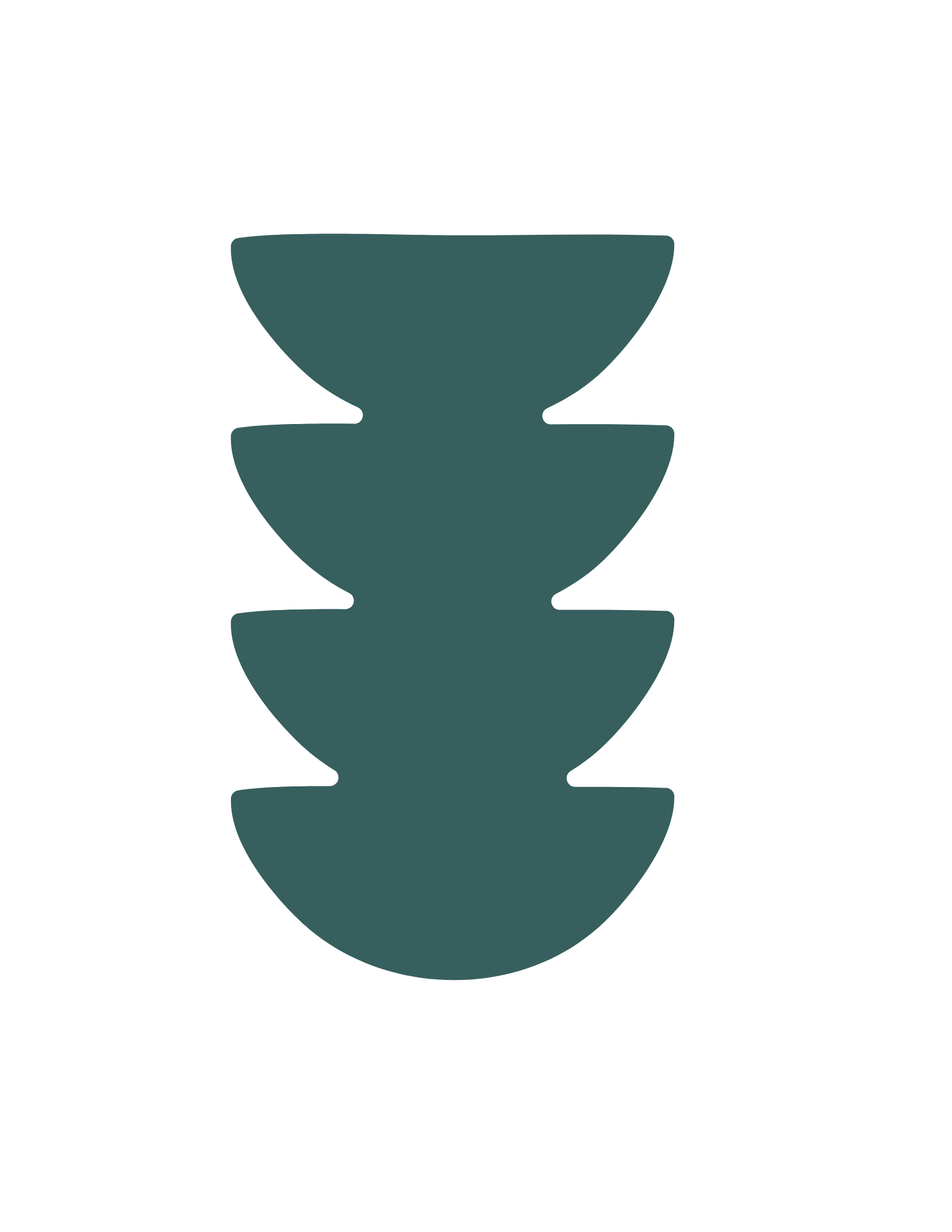 Stacked illustration of four teal bowls, each slightly larger than the one above, aligned centrally.