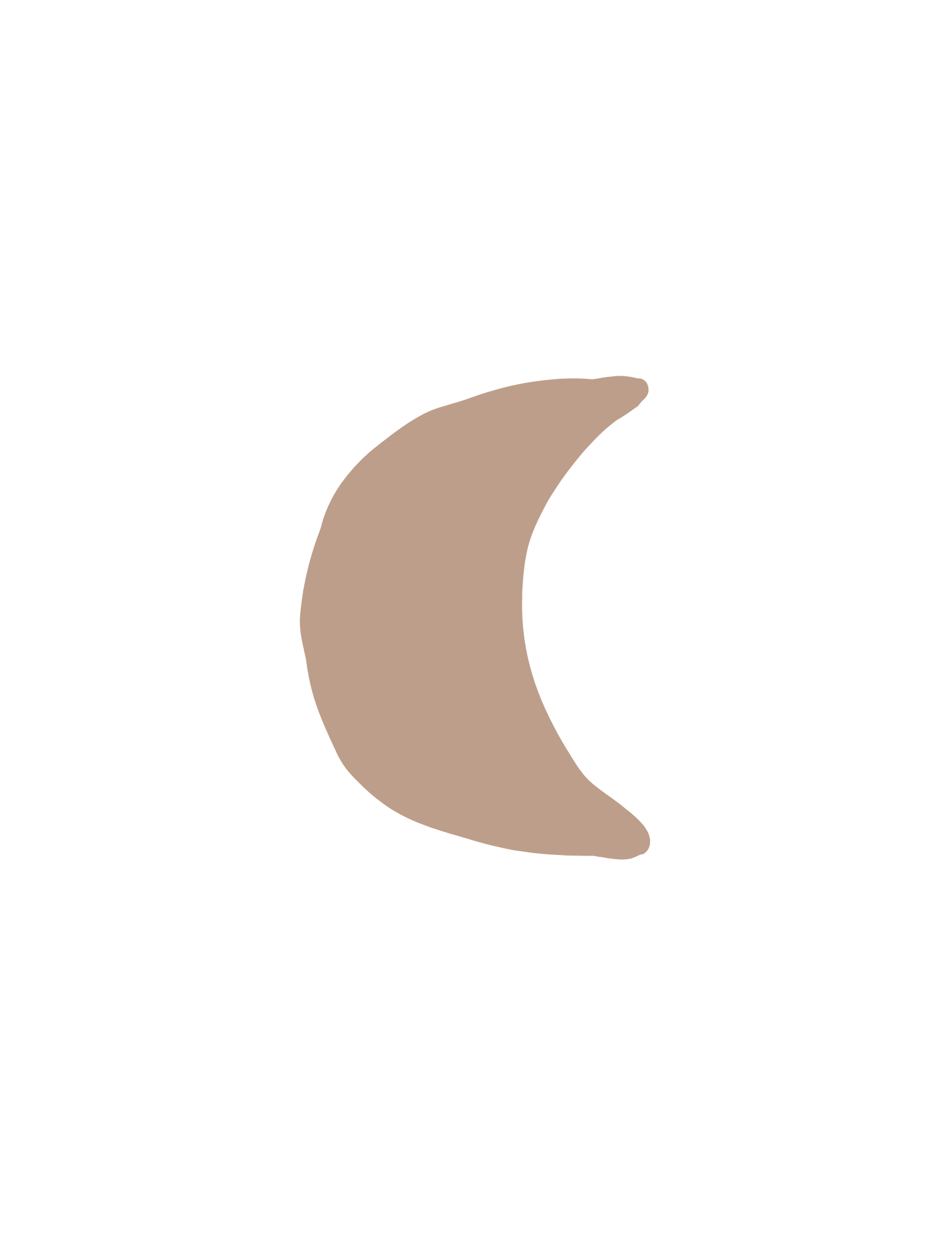 Illustration of a beige crescent moon against a black background.