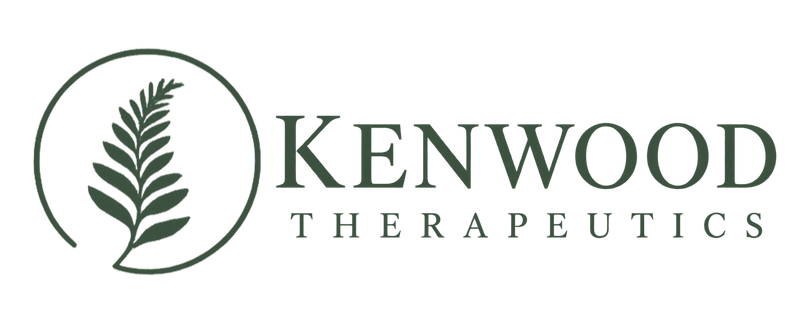 Kenwood Therapeutics logo with a circular emblem of a fern leaf on the left and the company name in green text on the right.