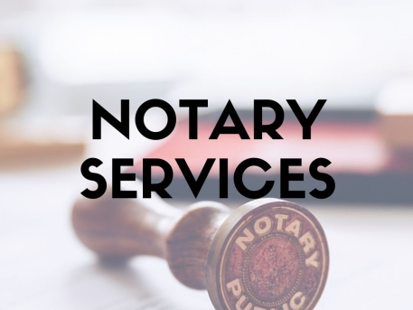 Text reading 'Notary Services' with a notary stamp in the background.