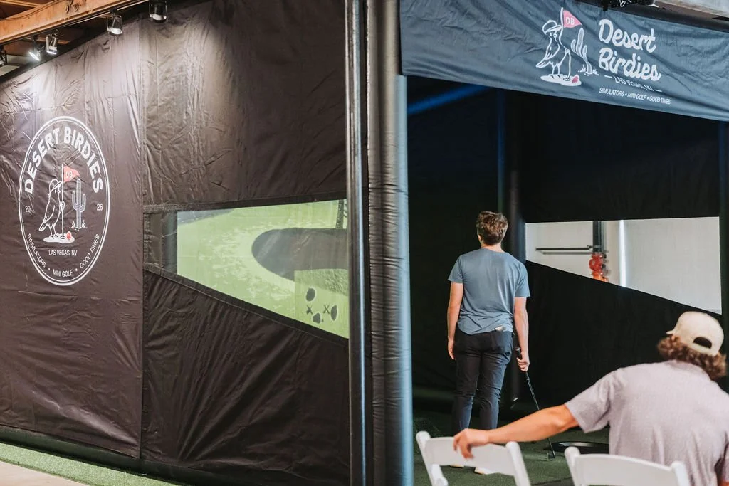 People at Desert Birdies indoor golf facility in Las Vegas NV.