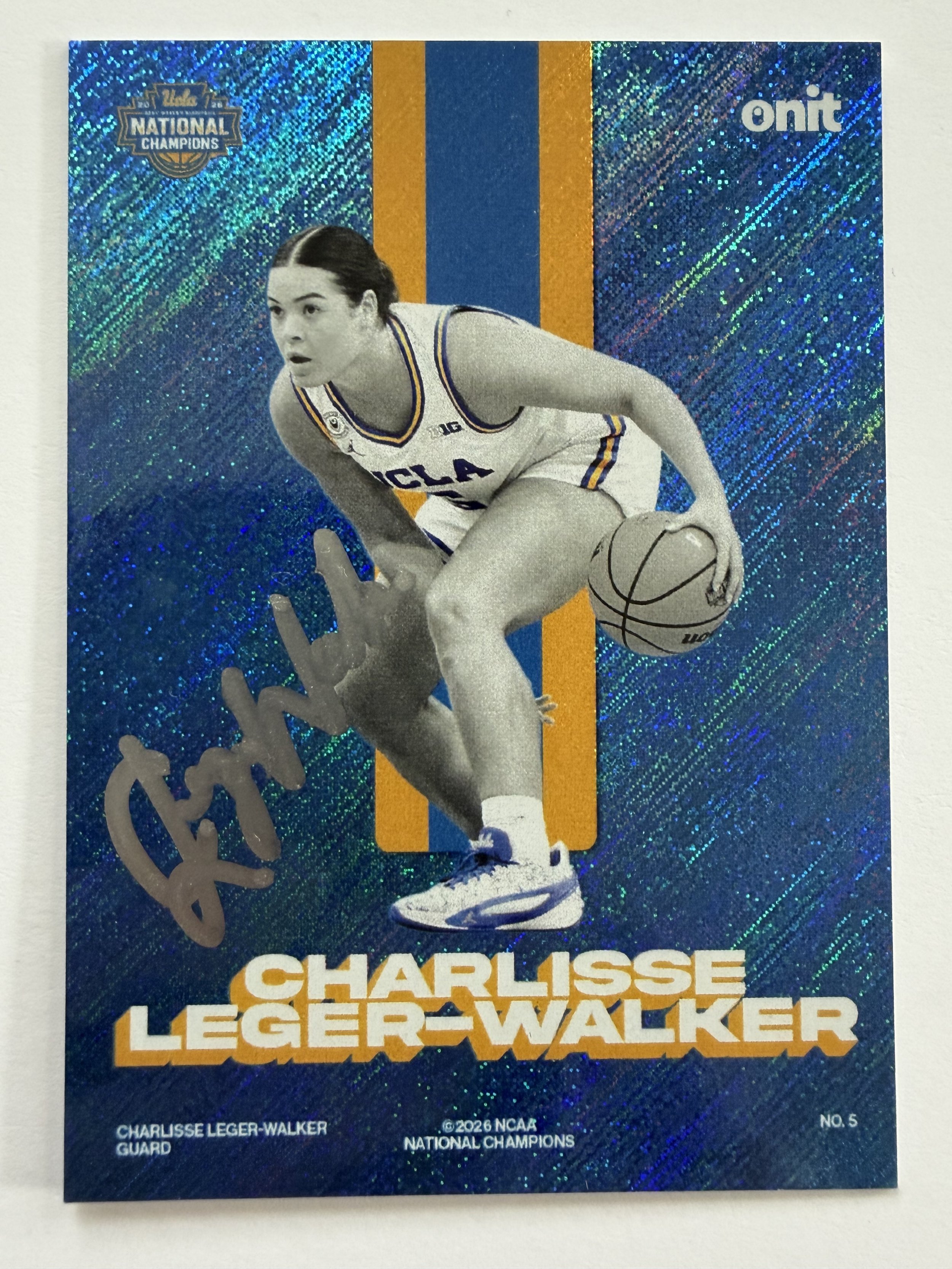 Signed 2026 ONIT Charlisse Leger-Walker National Champions Blue Sparkle #5 RC