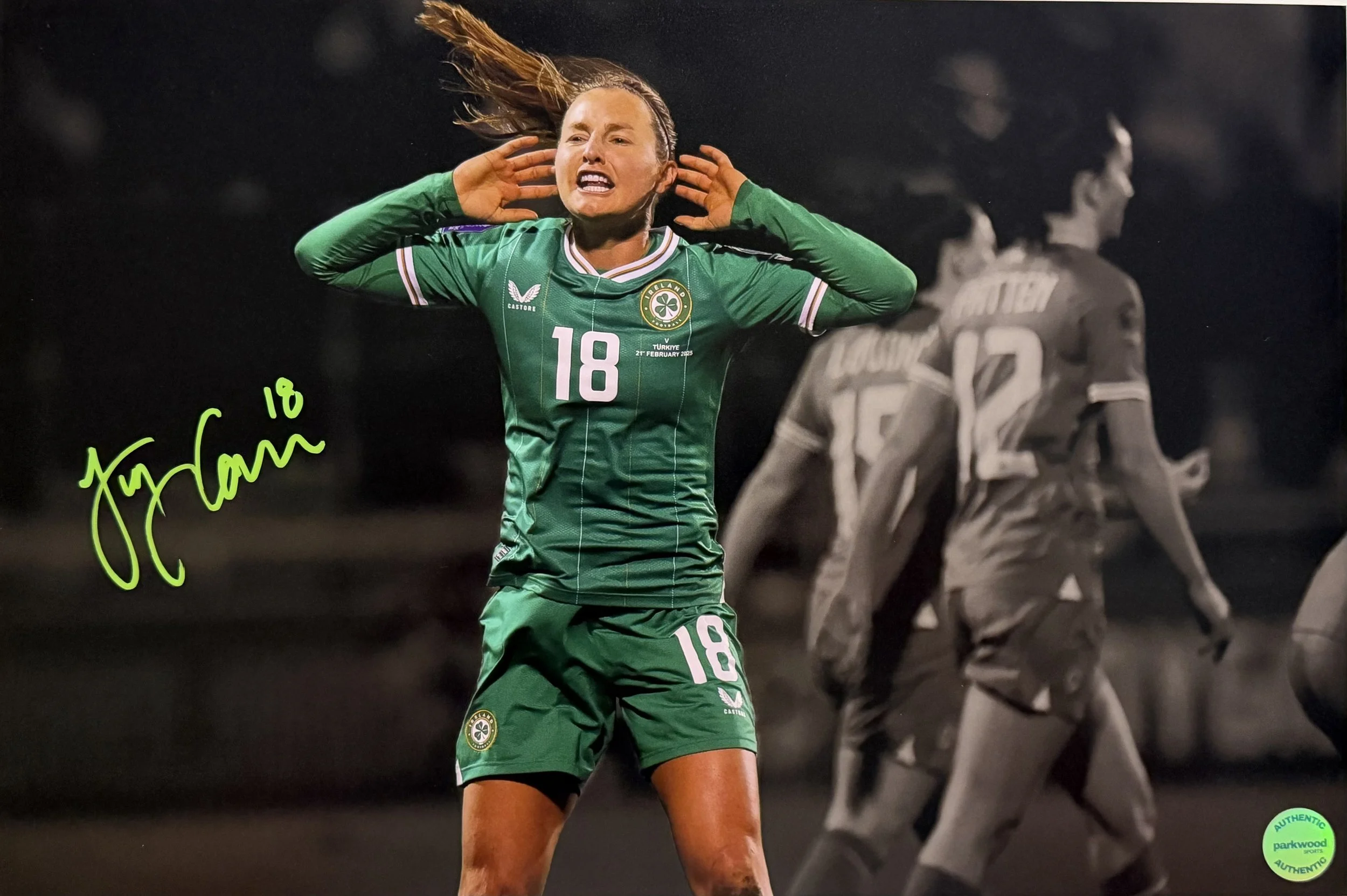 Kyra Carusa - Signed 12x18 Photo - Republic of Ireland National Team - "Let Me Hear You" 1/2