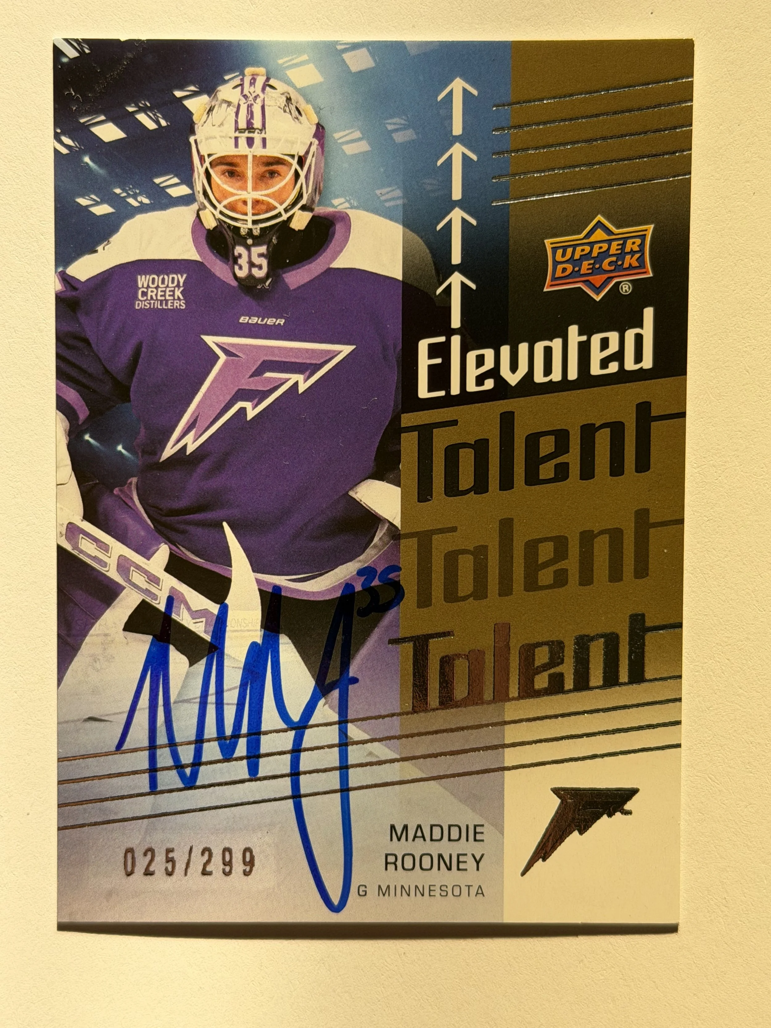 Signed 2024-25 Upper Deck Maddie Rooney Elevated Talent Gold /299