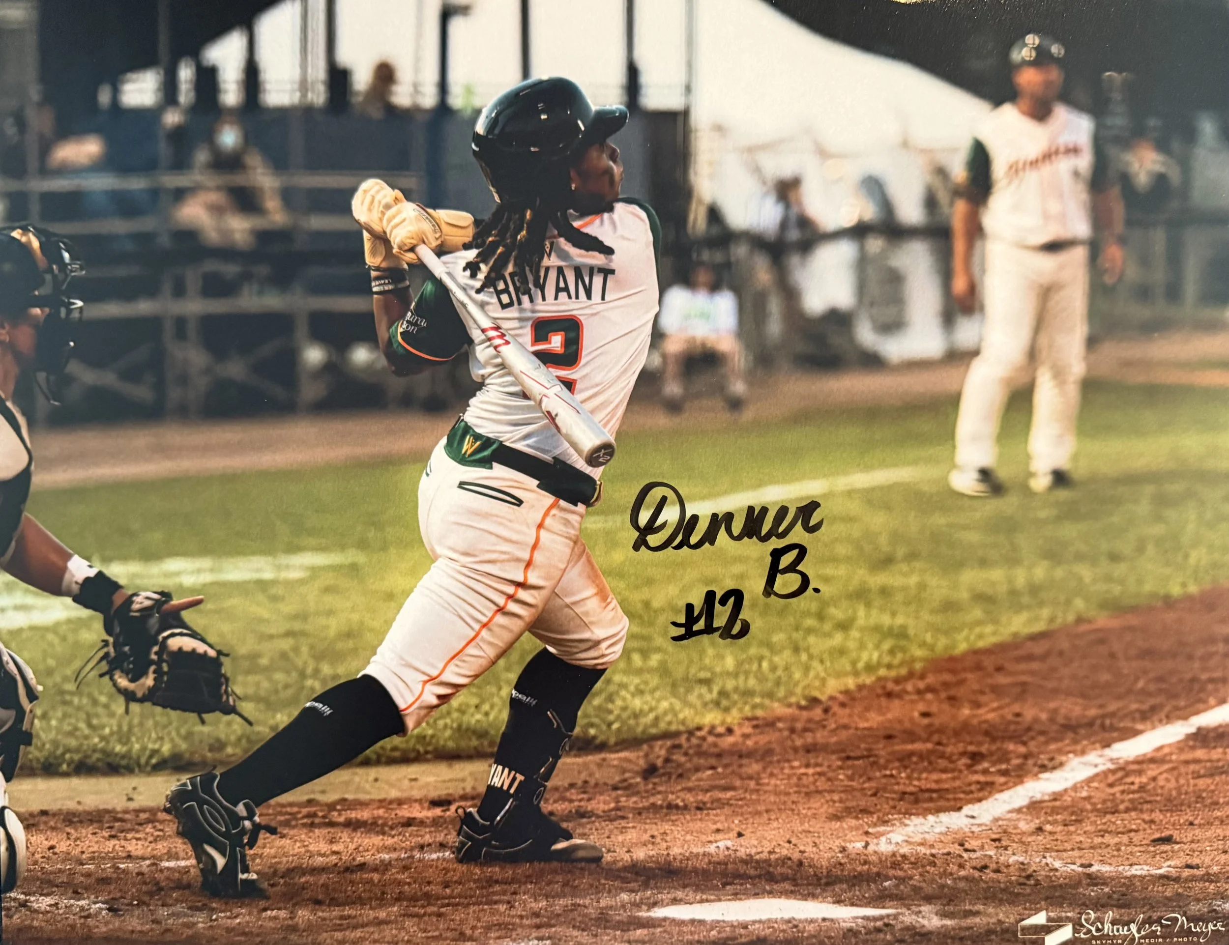Signed 11x14 Denver Bryant Photo - Boston Hunters - "Swinging"
