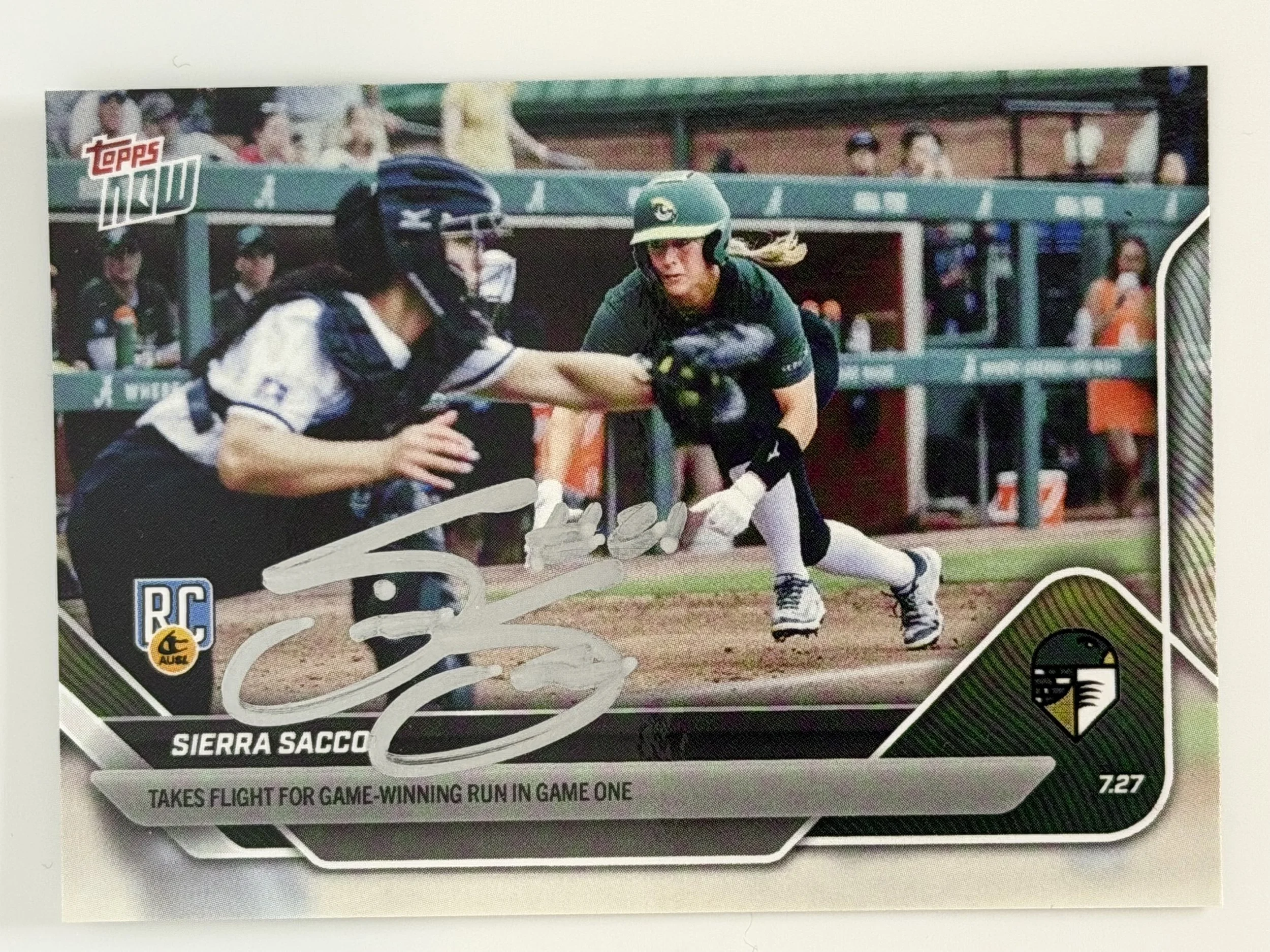 Signed 2025 Topps Now Sierra Sacco #29 (RC) - Game-Winning Run in Game One - B