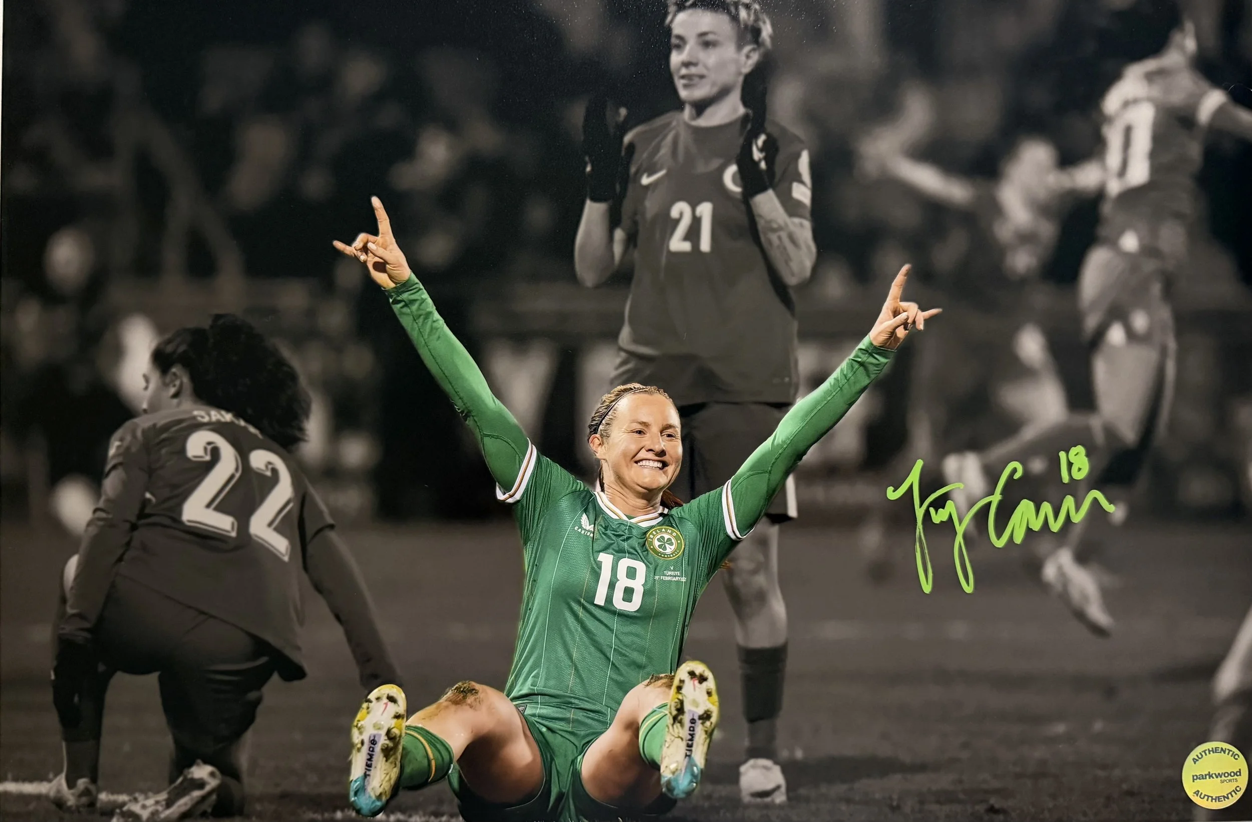 Kyra Carusa - Signed 12x18 Photo - Republic of Ireland National Team - "Rock On" 2/4