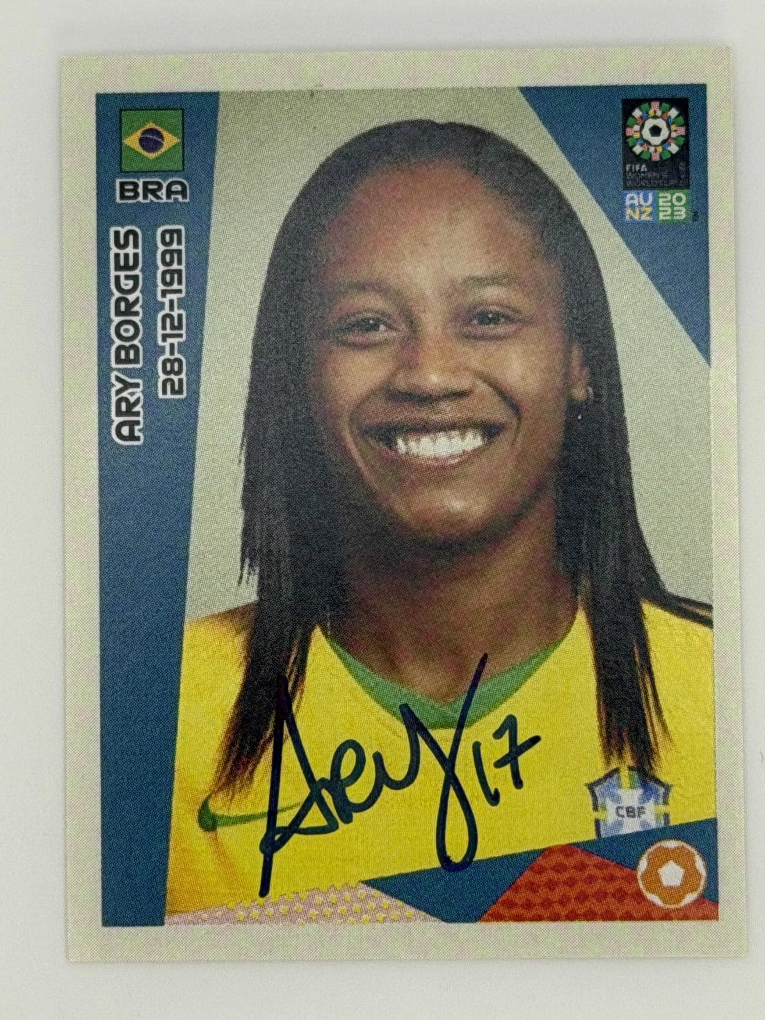 Signed 2023 Panini FIFA Women's World Cup Album Stickers Ary Borges #421 (RC) - B