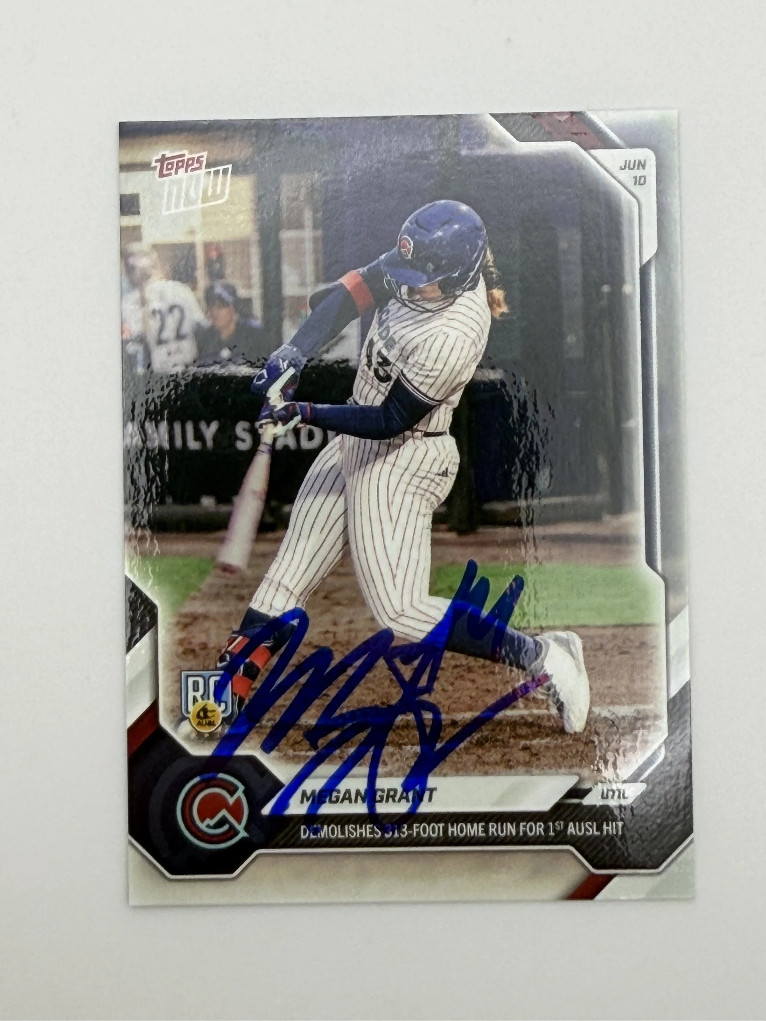 Signed 2026 Topps NOW Megan Grant "Demolishes 313-Foot Home Run..." #5 (RC)