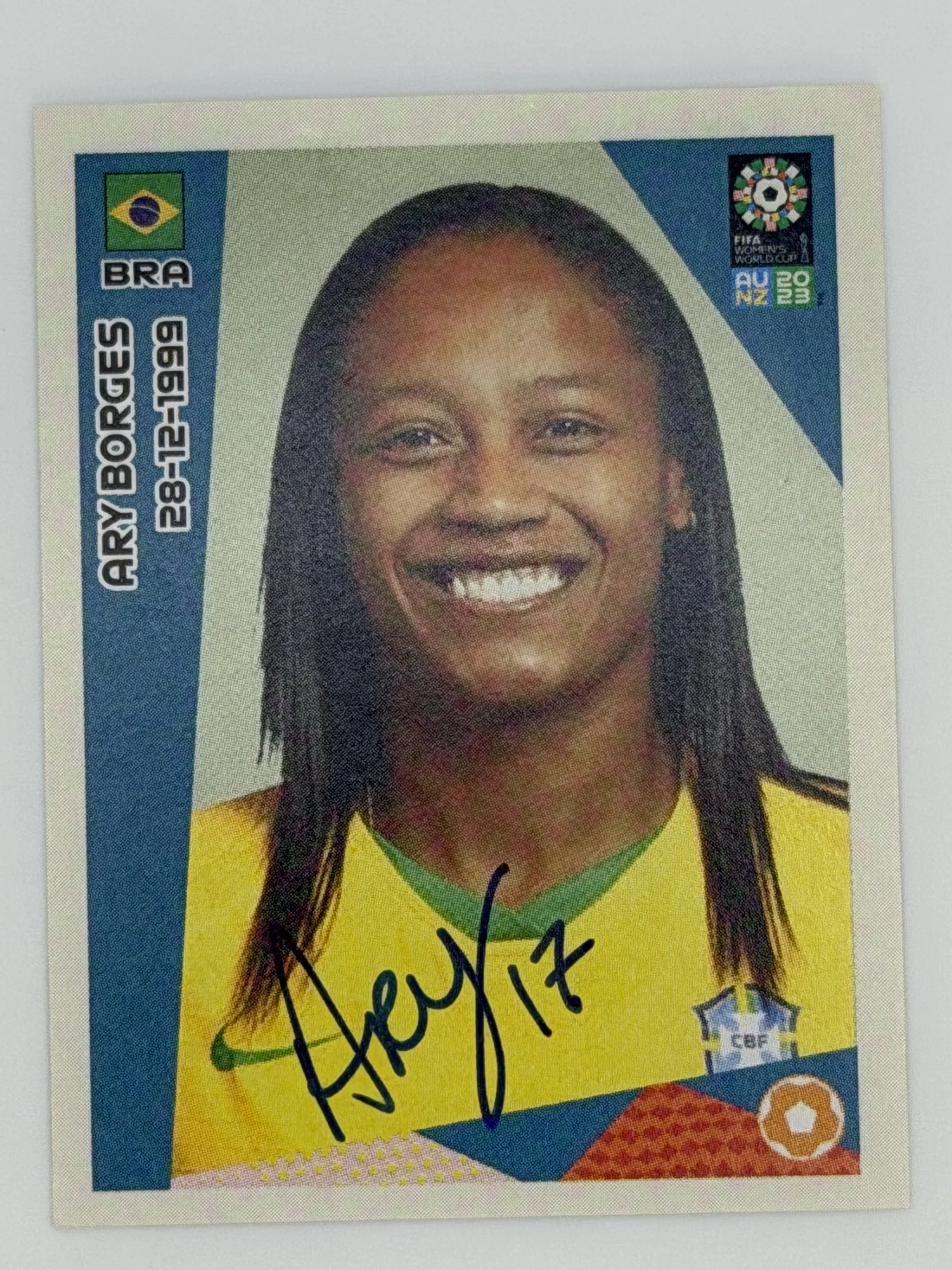 Signed 2023 Panini FIFA Women's World Cup Album Stickers Ary Borges #421 (RC) - A