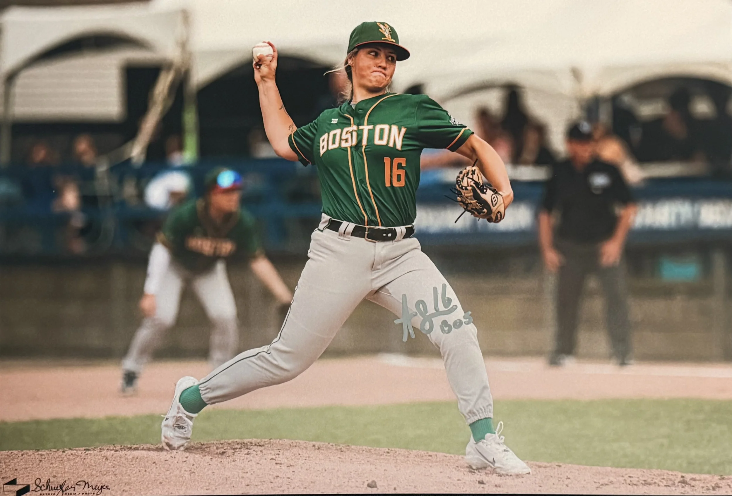 Signed 11x16 Alli Schroder Photo - Boston Hunters 1/2