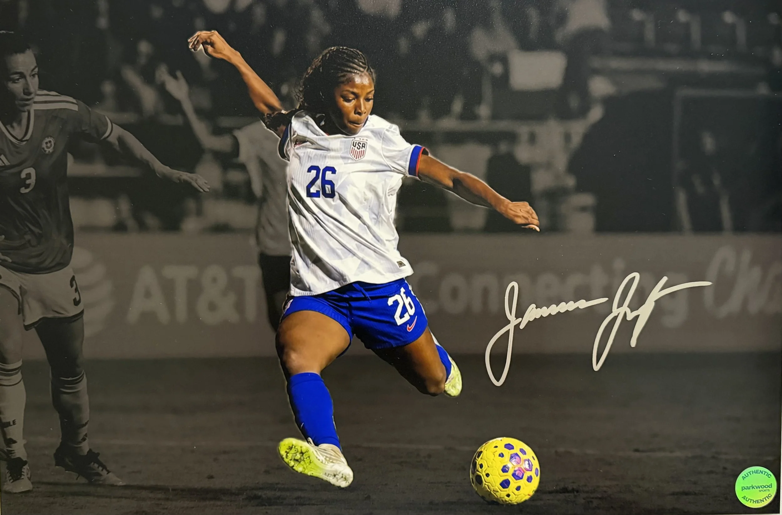 Jameese Joseph - Signed 12x18 Photo - USWNT - "Taking a Shot" 2/3