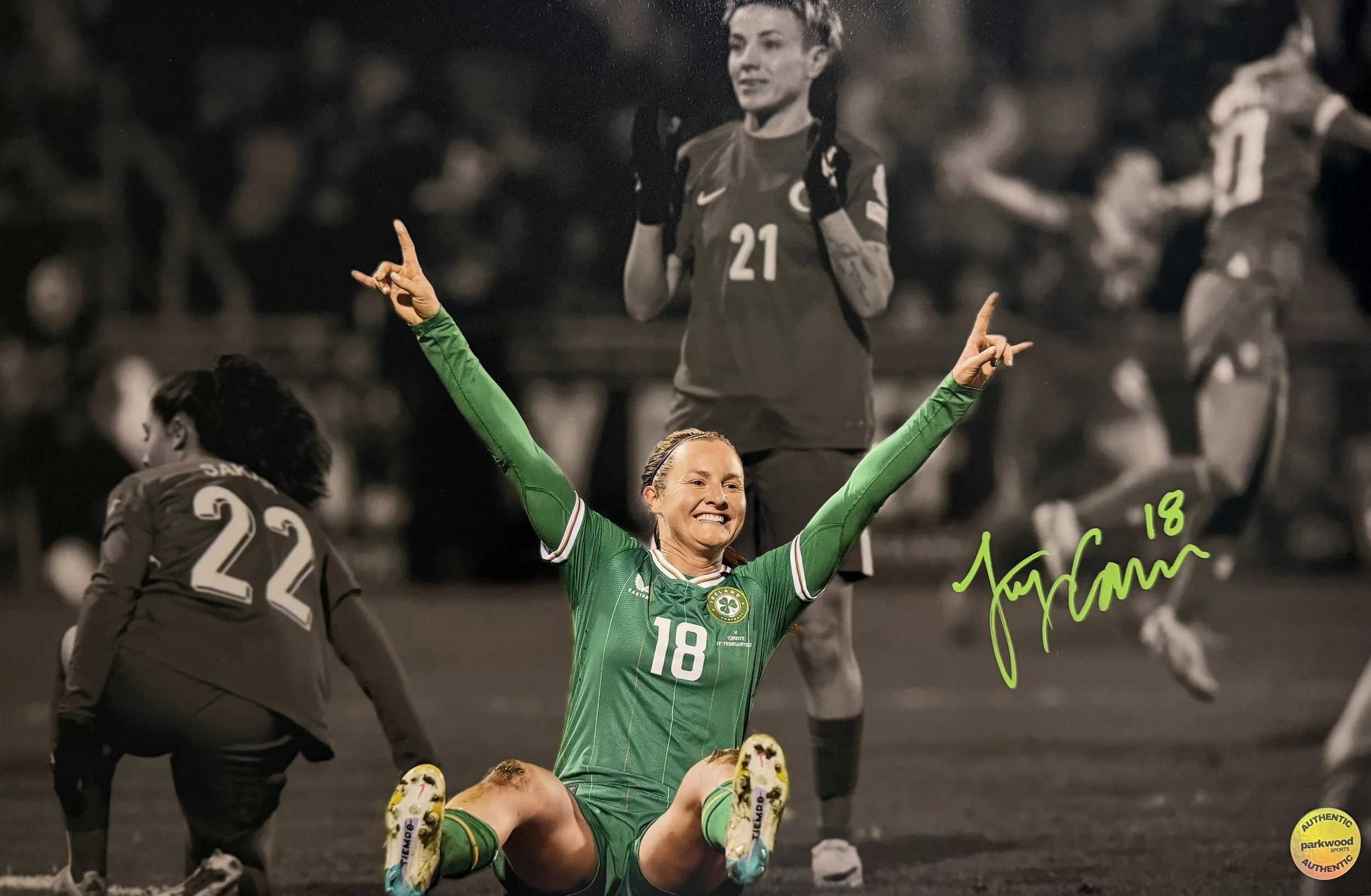 Kyra Carusa - Signed 12x18 Photo - Republic of Ireland National Team - "Rock On" 1/3