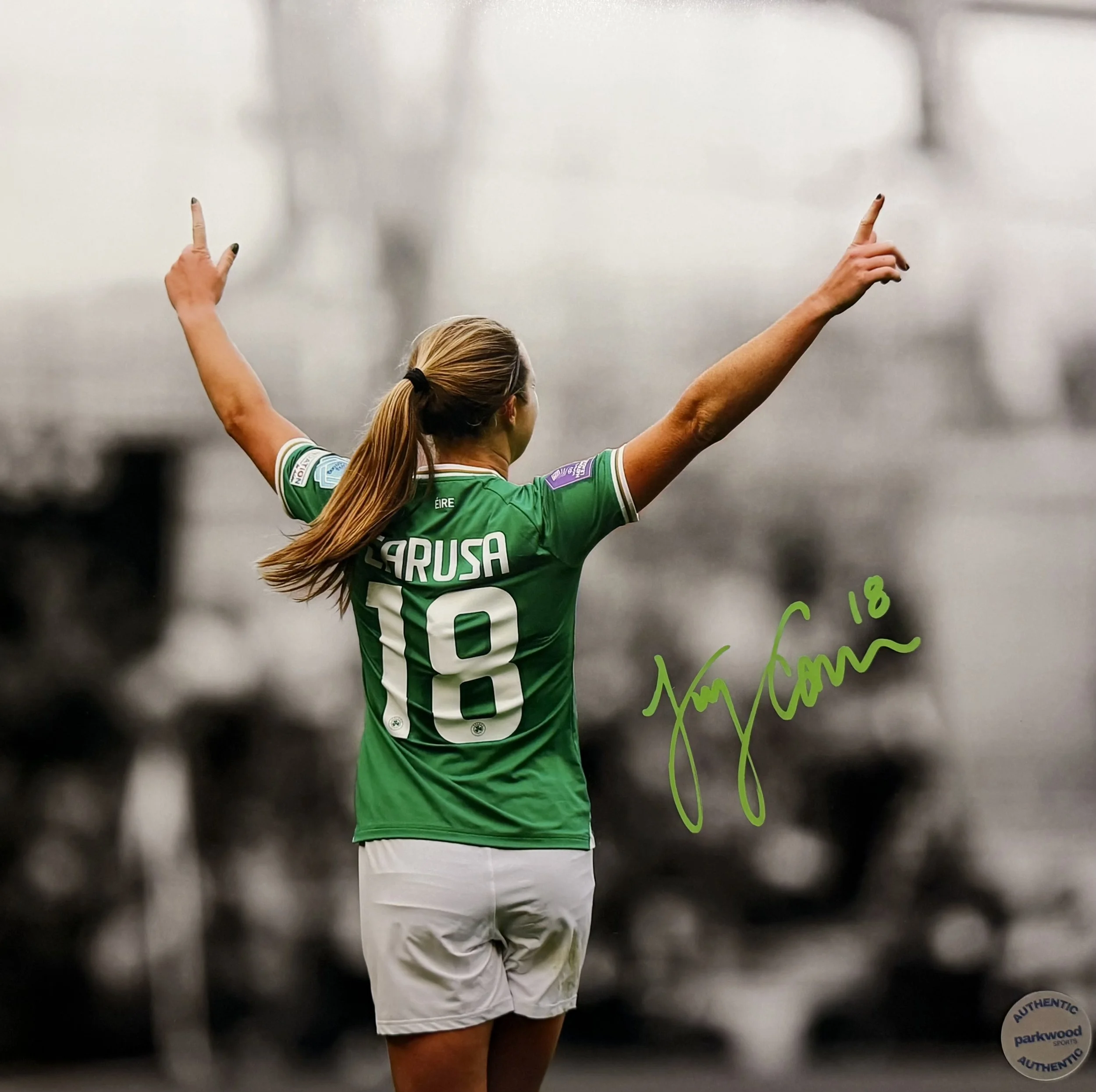 Kyra Carusa - Signed 12x12 Photo - Republic of Ireland National Team - "Celebration" 1/2