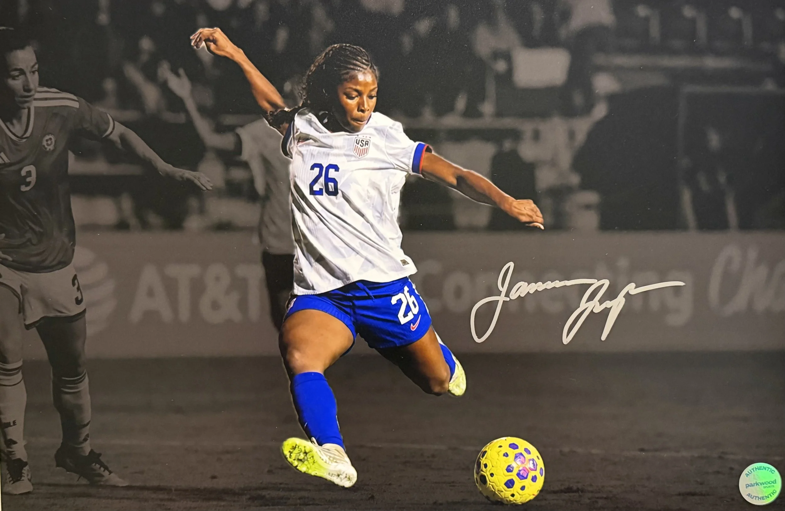 Jameese Joseph - Signed 12x18 Photo - USWNT - "Taking a Shot" 3/3