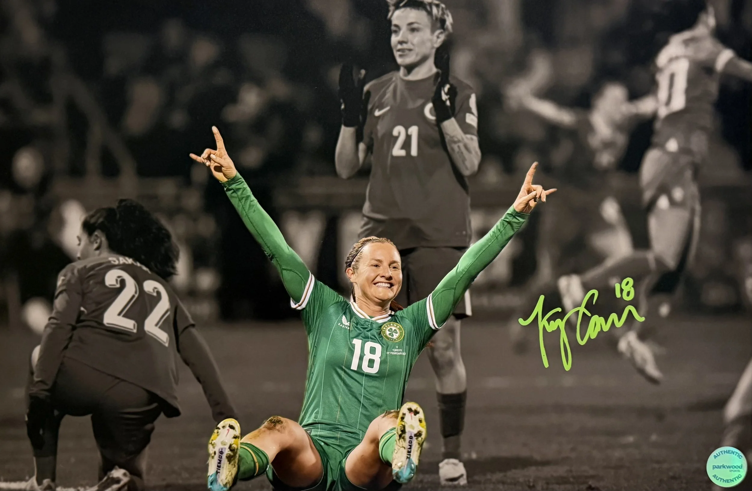 Kyra Carusa - Signed 12x18 Photo - Republic of Ireland National Team - "Rock On" 4/4