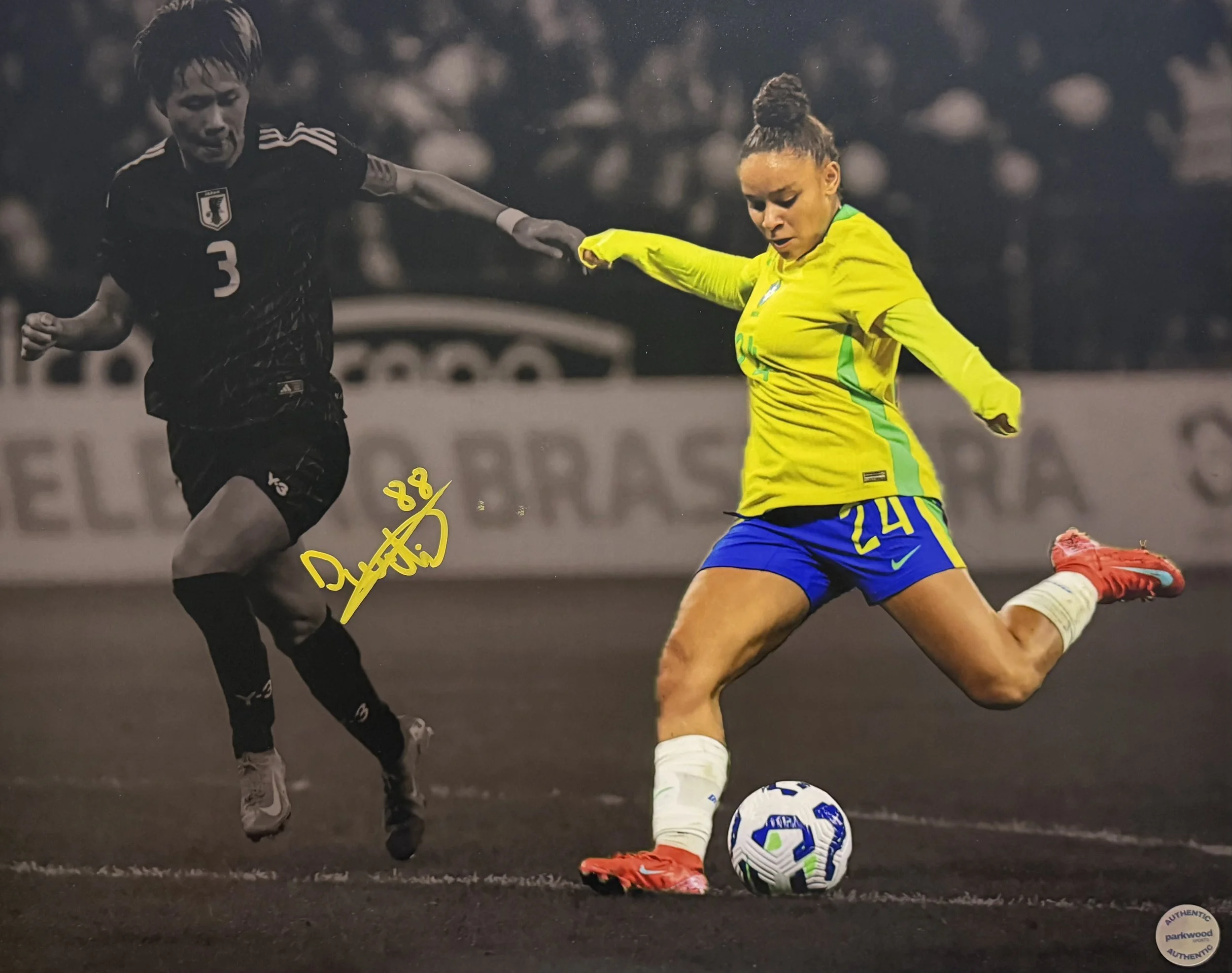 Dudinha - Signed 16x20 Photo - Brazil - "About to Score"