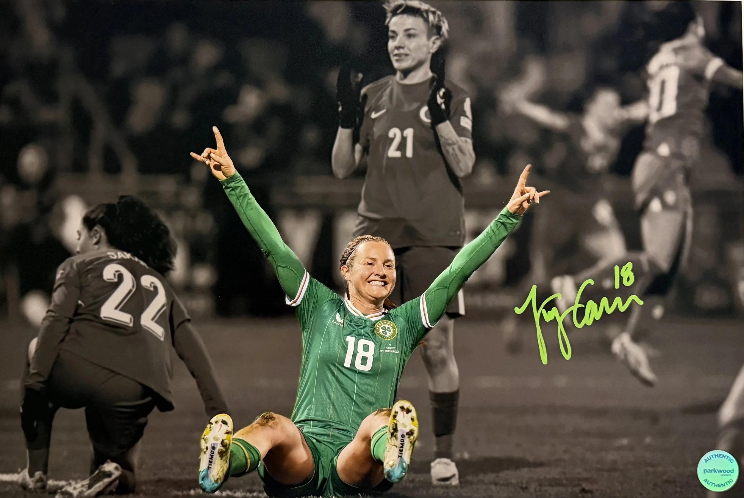 Kyra Carusa - Signed 12x18 Photo - Republic of Ireland National Team - "Rock On" 3/4