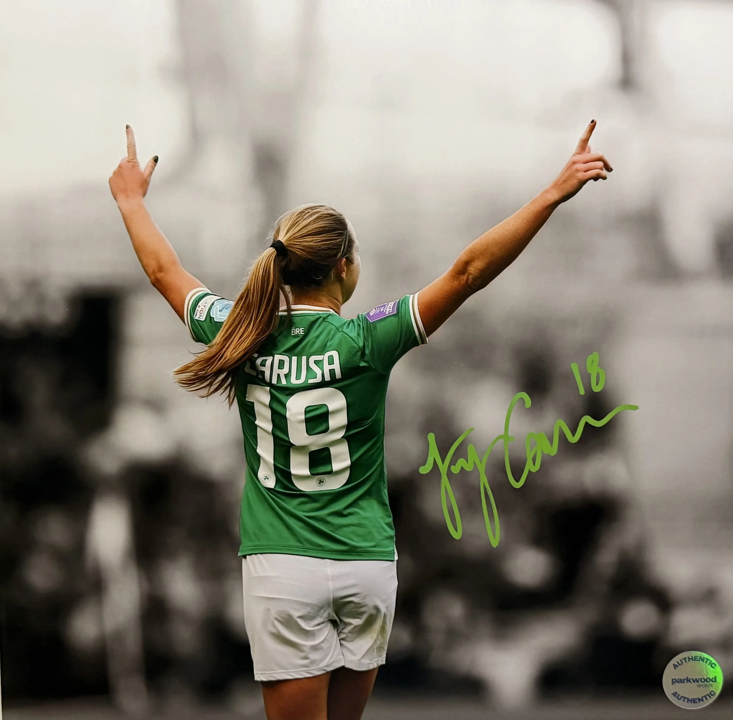 Kyra Carusa - Signed 12x12 Photo - Republic of Ireland National Team - "Celebration" 2/2