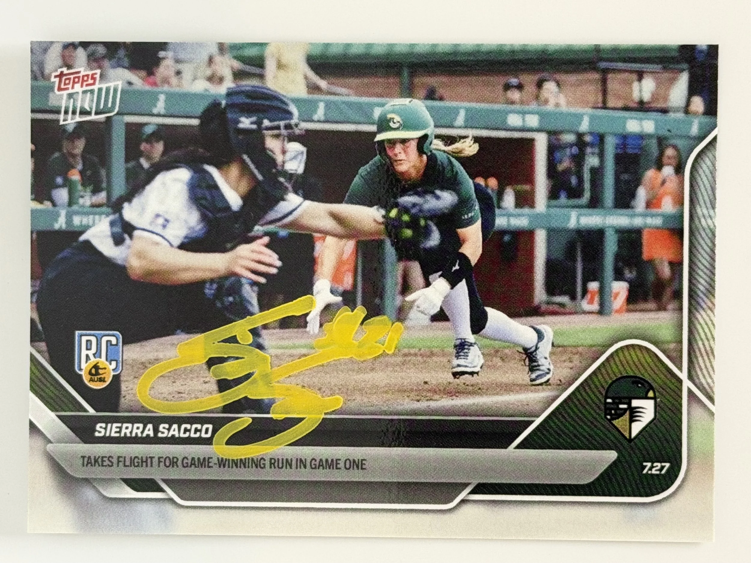 Signed 2025 Topps Now Sierra Sacco #29 (RC) - Game-Winning Run in Game One - D