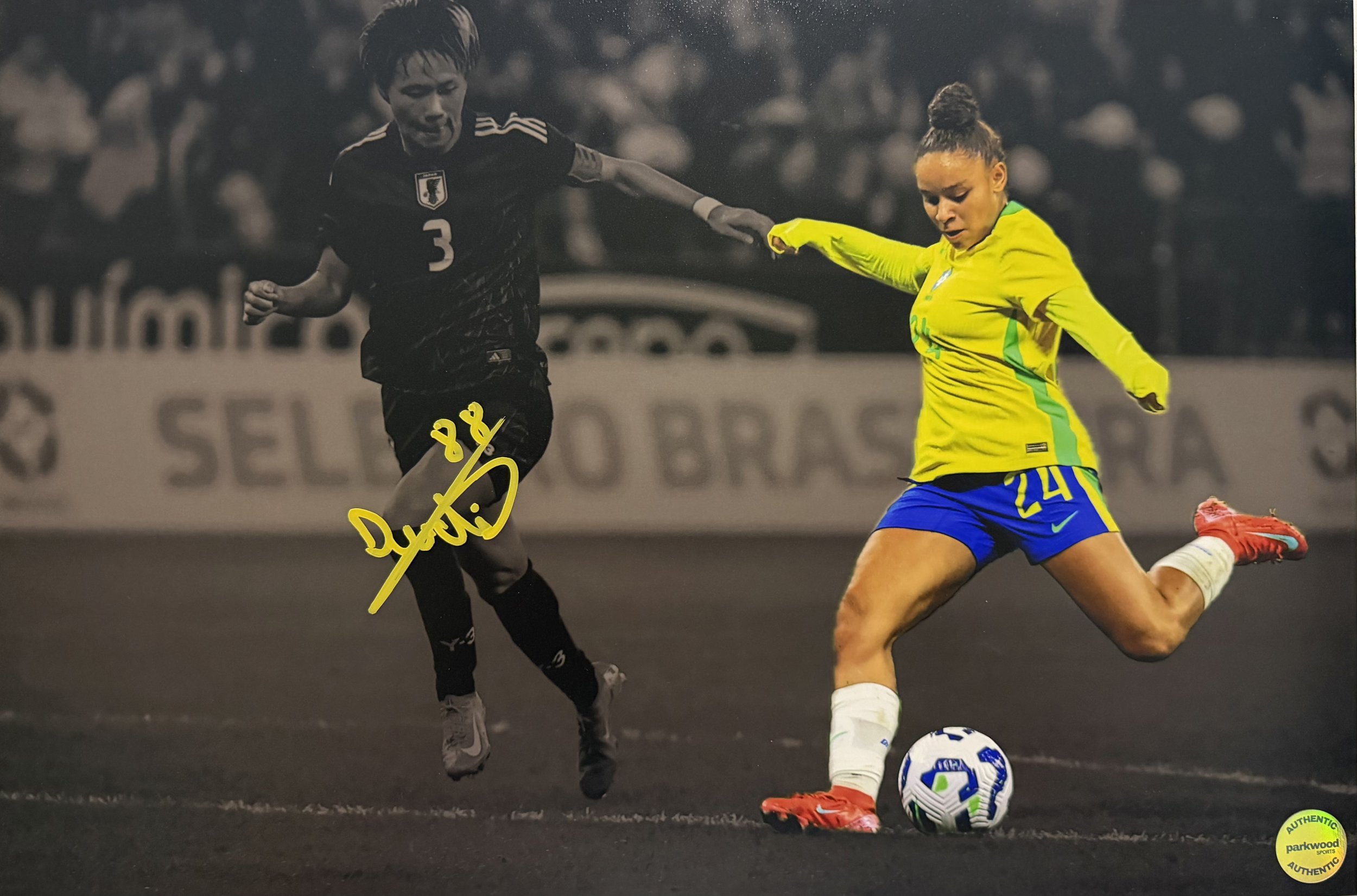 Dudinha - Signed 12x18 Photo - Brazil - "About to Score"