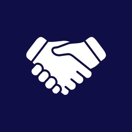 Icon of two hands shaking, symbolizing agreement or partnership.