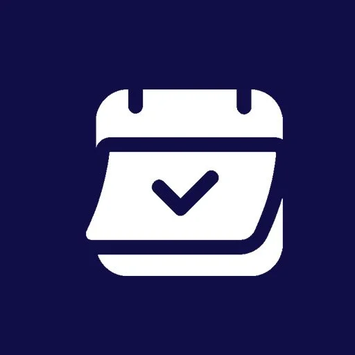 Icon of a calendar with a checkmark.
