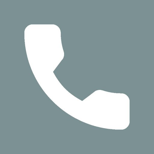 Icon of a white telephone handset on a gray background.