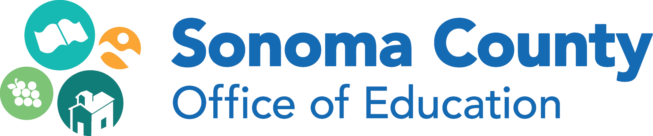 Sonoma County Office of Education logo with icons representing education, nature, and community.